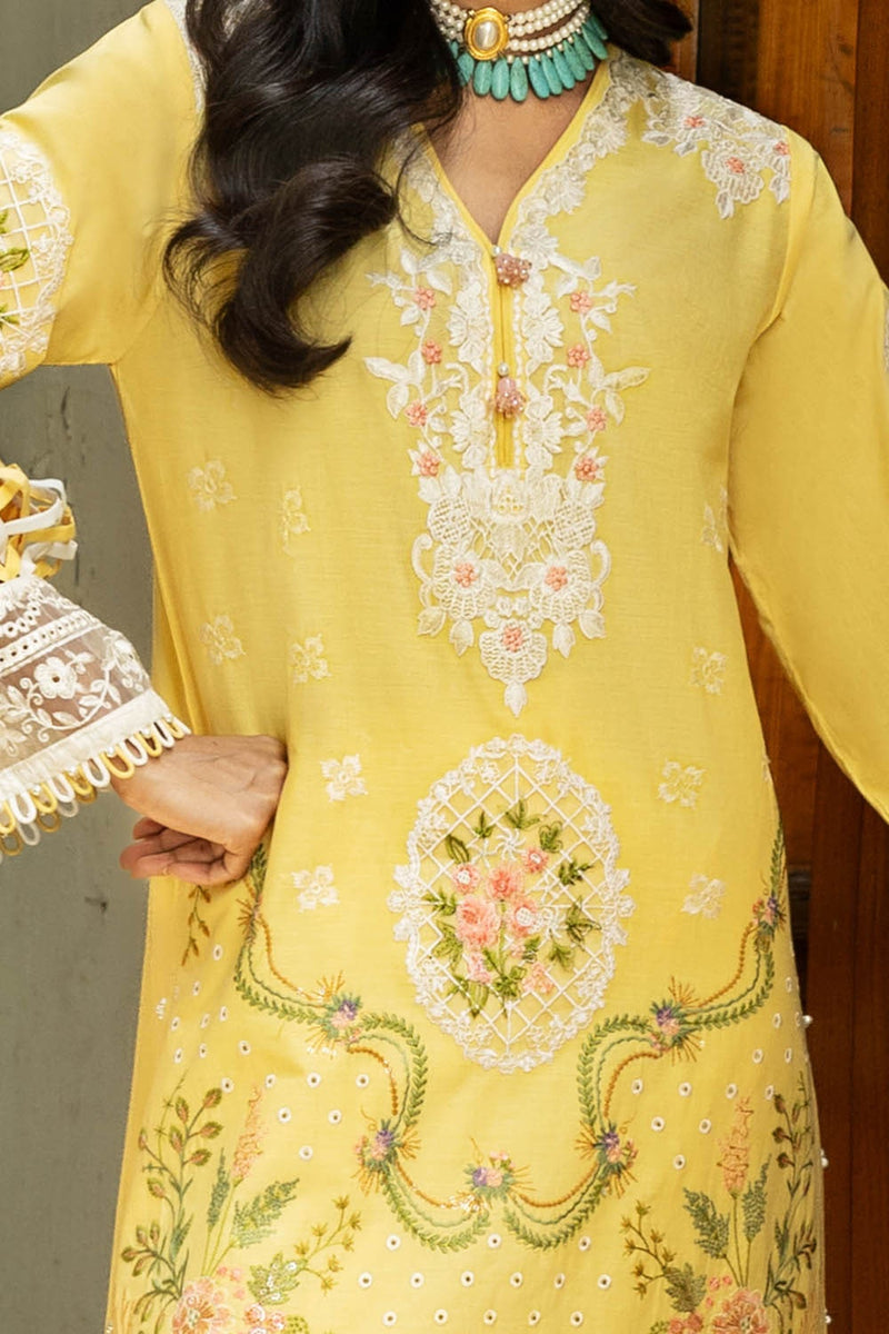 3 Piece Unstitched Embroidered Lawn Suit With Printed Tussar Silk Dupatta