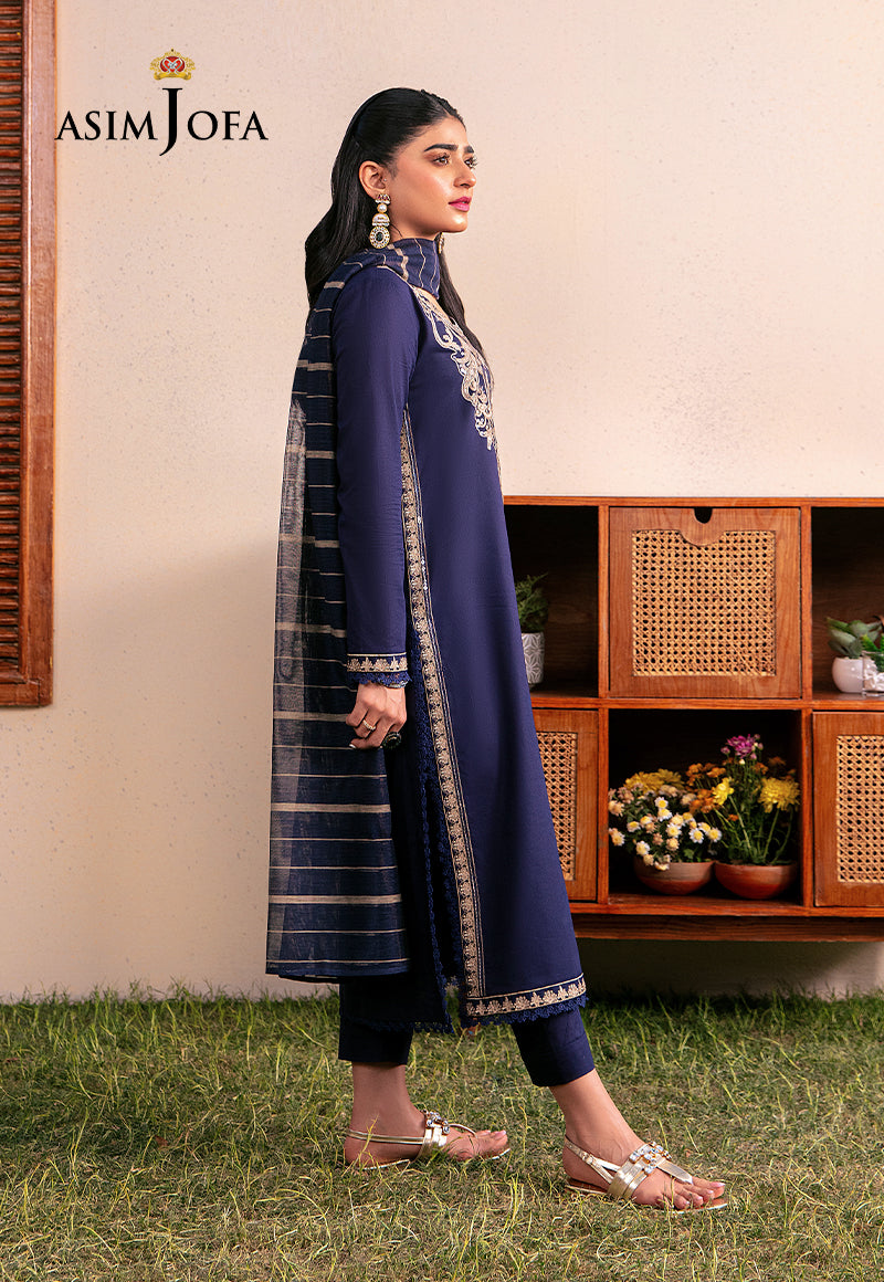AJIZL-20 EMBROIDERED PAPER COTTON UNSTITCHED 3 PCS