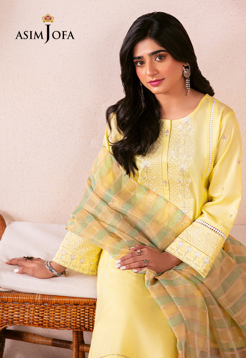 AJODD-23-XS EMBROIDERED INDIAN RAW SILK 3 PCS