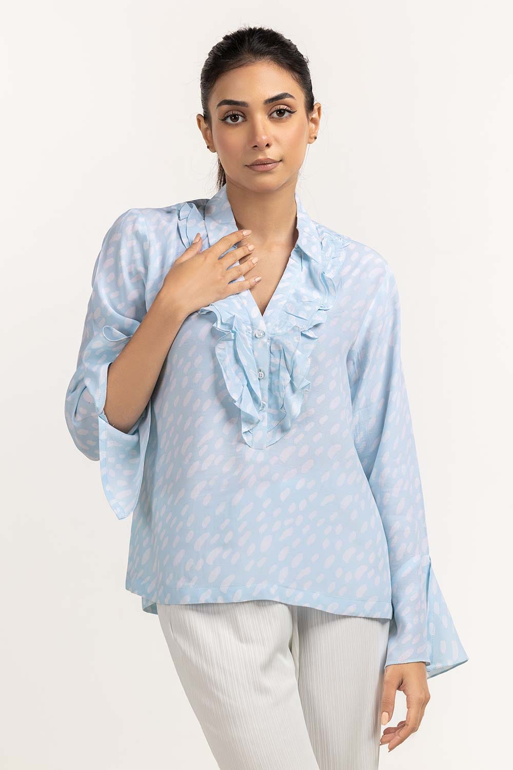 Sky Blue Woven Blouse
