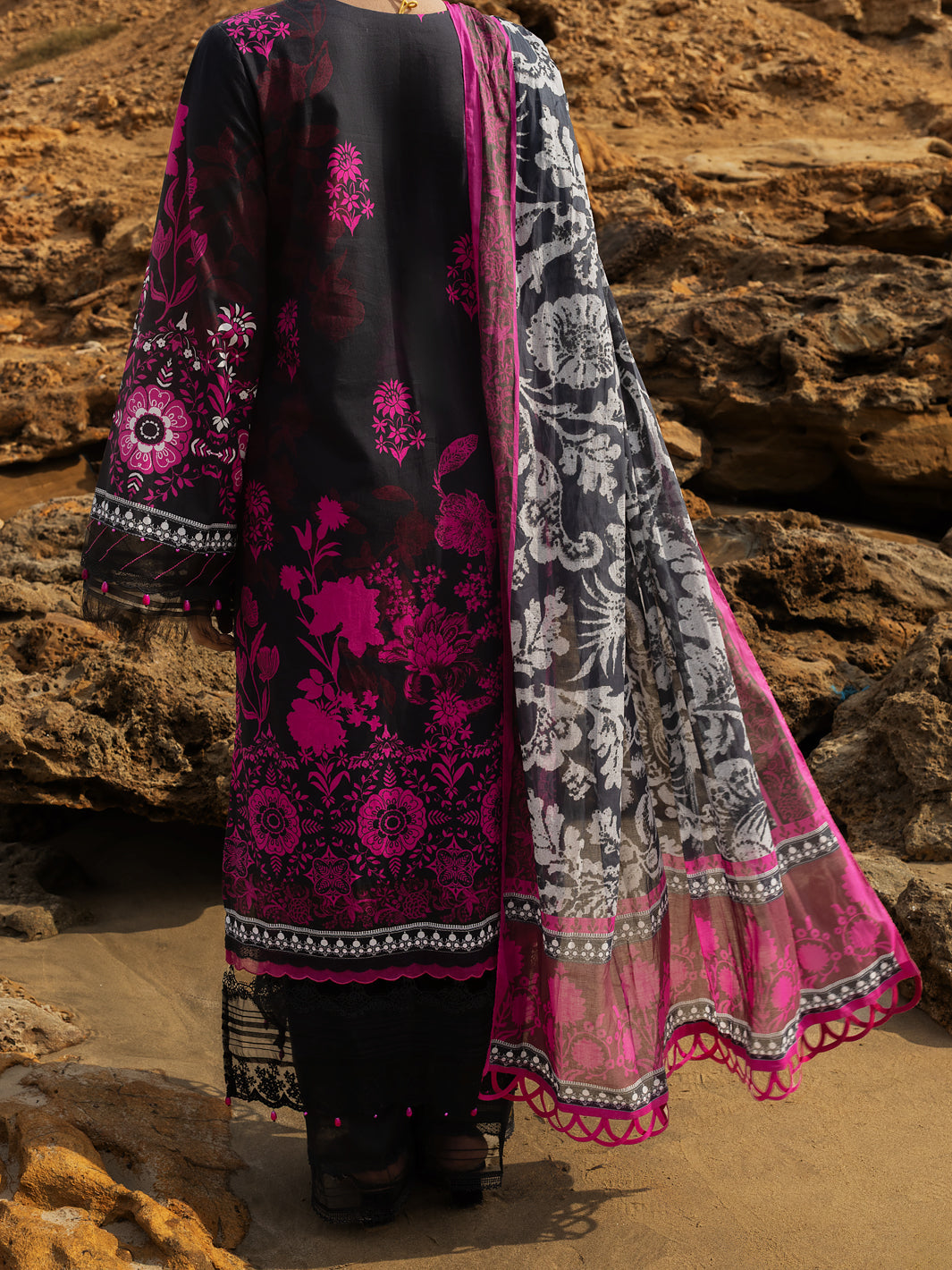 Black Lawn 2 Piece Unstitched - ALP-2PS-SLKD-UN-2255