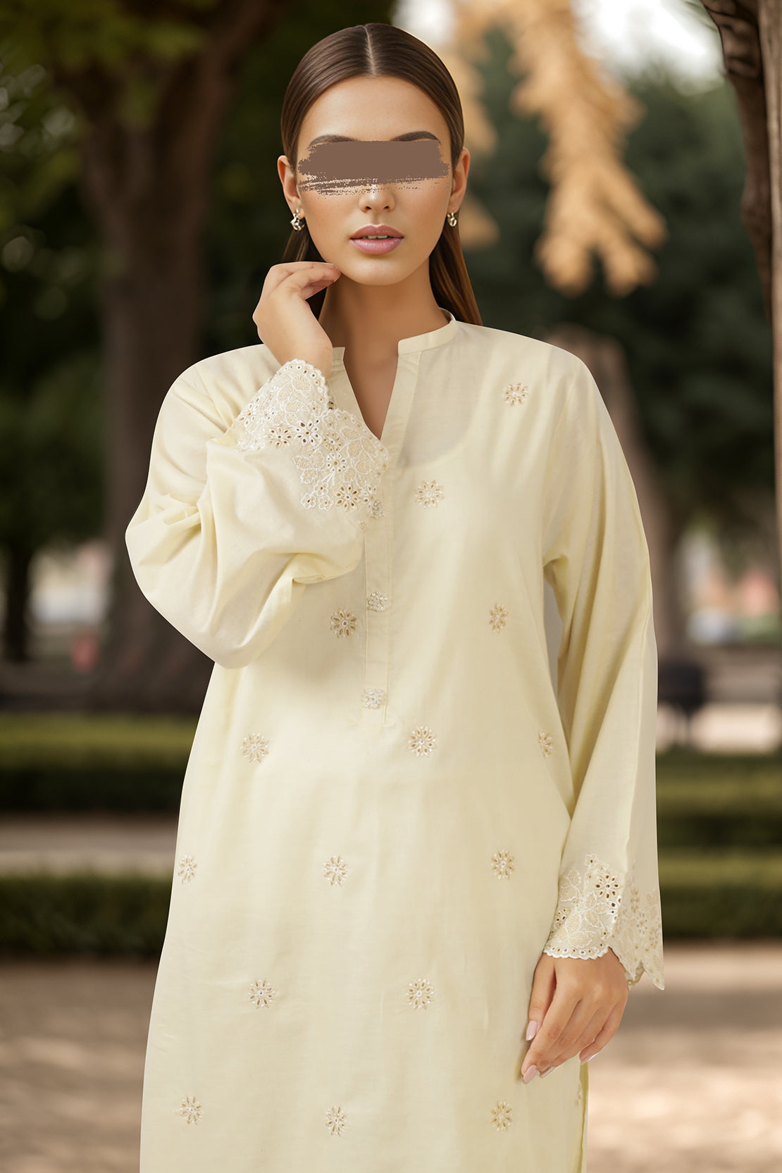 Solid Embroidered Cotton Stitched 2 Piece (Shirt/Trouser)51209