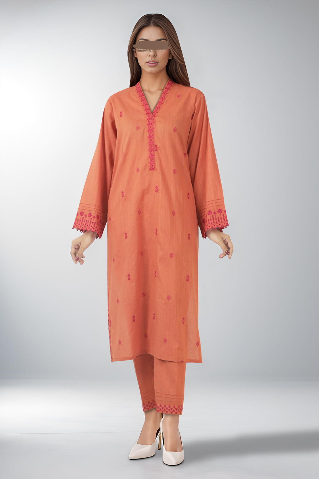 Solid Embroidered Soft Raw Silk Stitched 2 Piece (Shirt/Trouser)56720