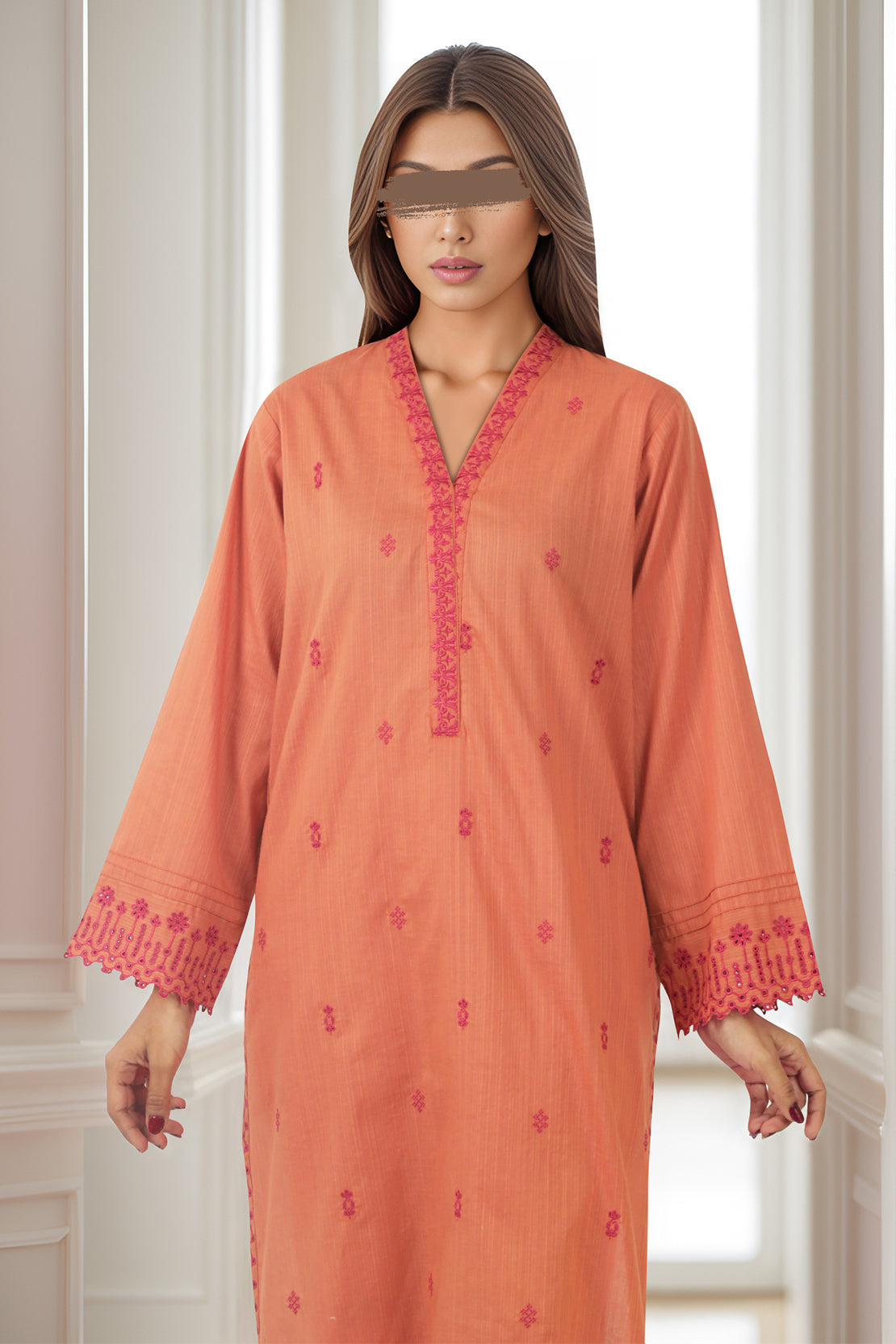 Solid Embroidered Soft Raw Silk Stitched 2 Piece (Shirt/Trouser)56720