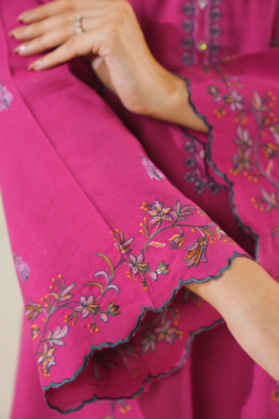 Solid Embroidered Soft Touch Cotton Stitched 2 Piece (Shirt/Trouser)68359