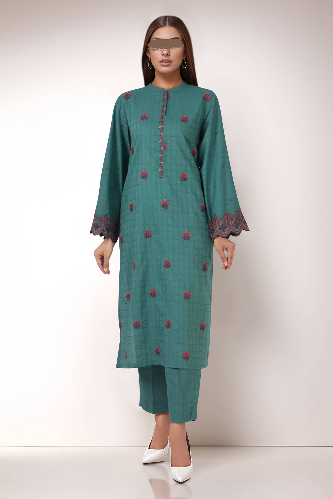 Embroidered Cotton Jacquard Stitched 2 Piece (Shirt/Trouser)62033