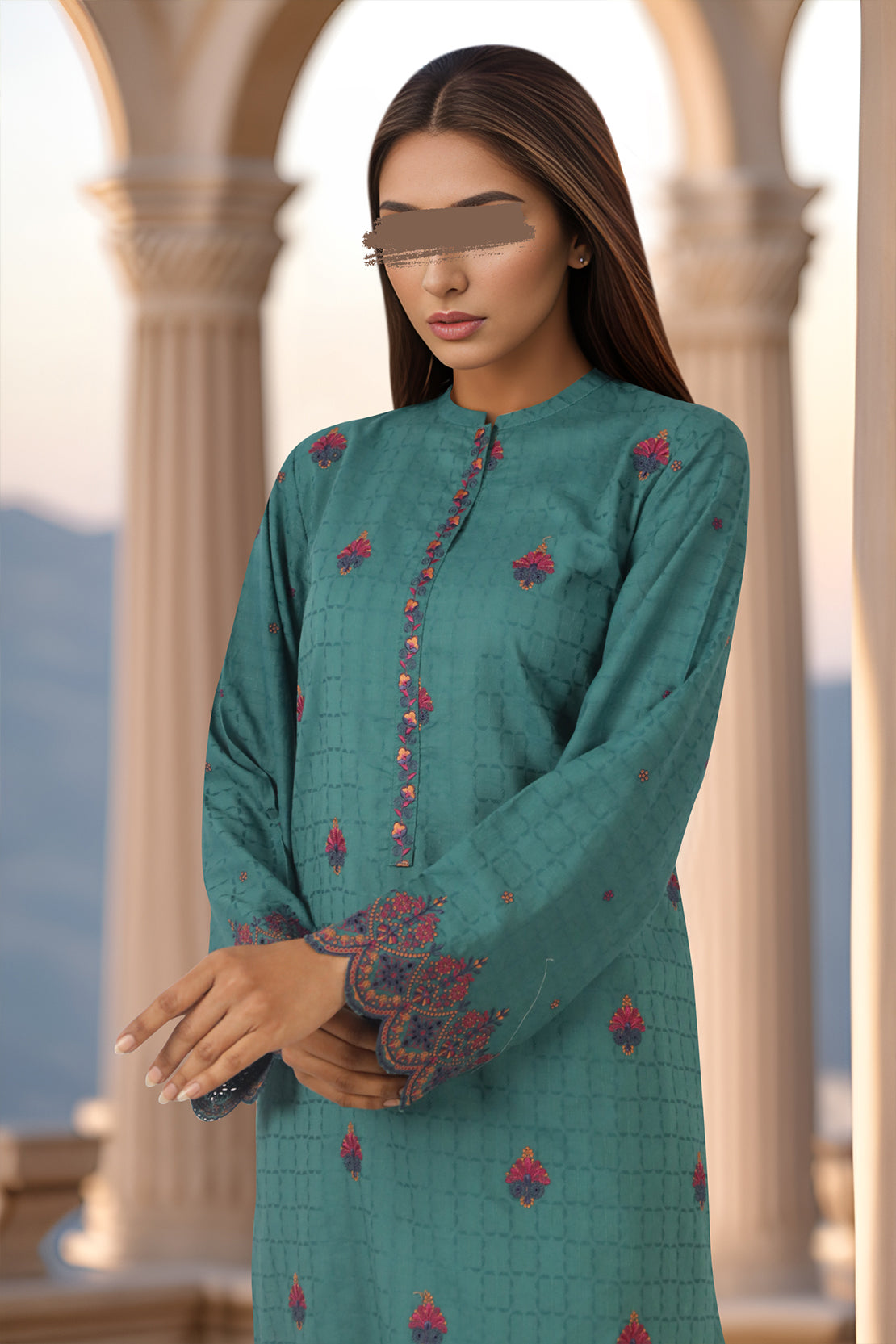Embroidered Cotton Jacquard Stitched 2 Piece (Shirt/Trouser)62033