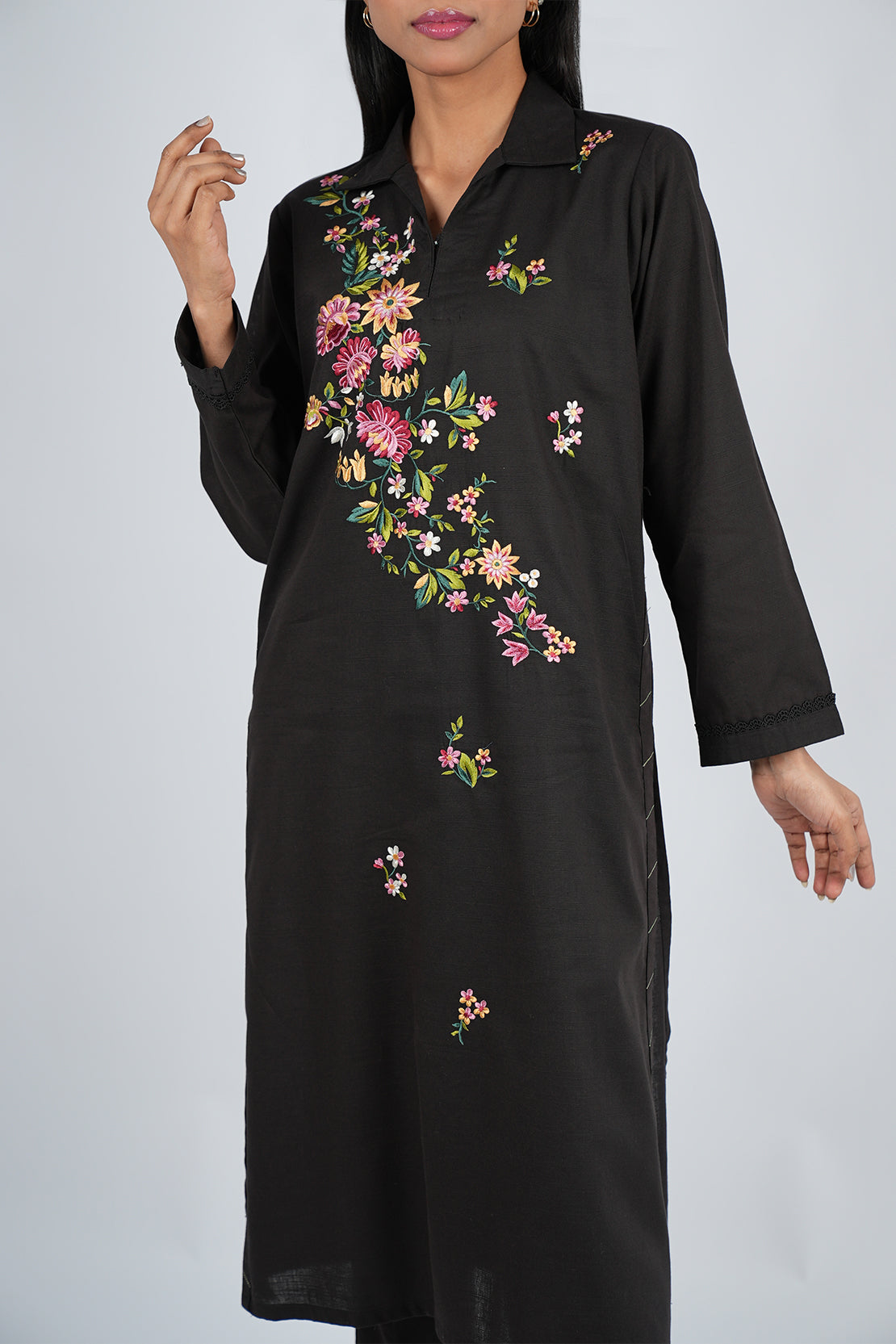 Solid Embroidered Zari Stript Stitched 2 Piece (Shirt/Trouser)65448