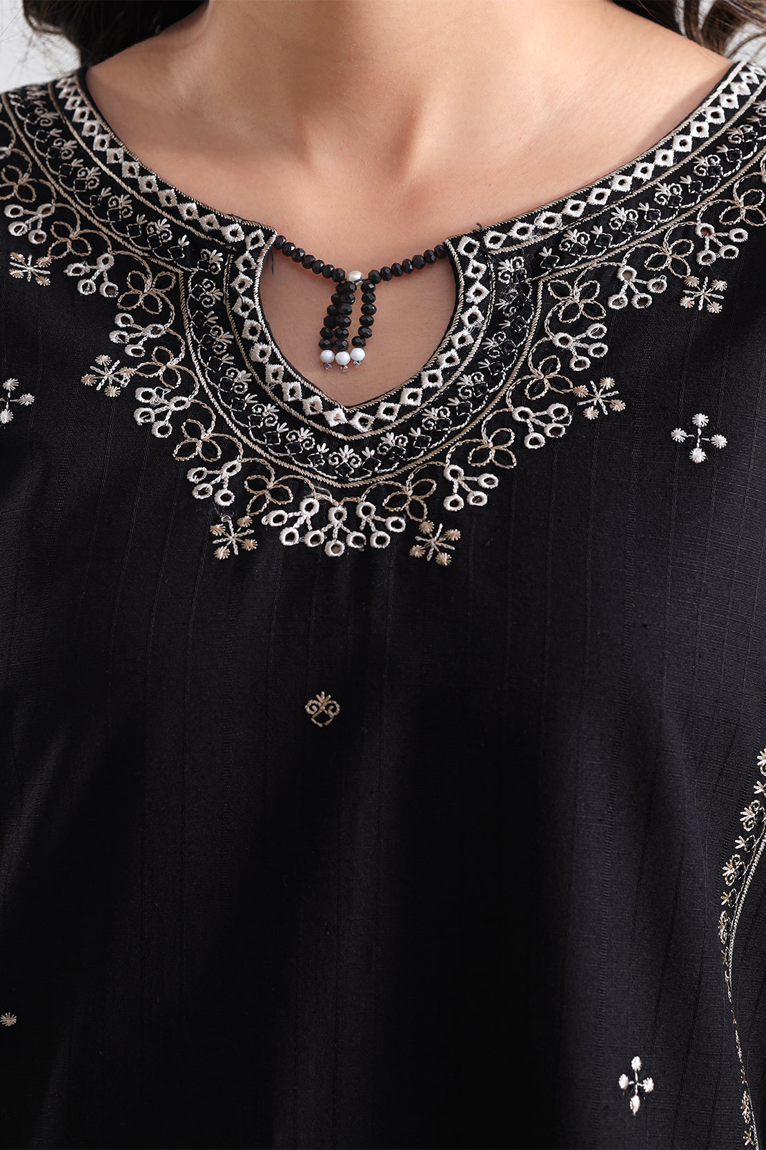 Solid Embroidered Slub Cotton Stitched 2 Piece (Shirt/Trouser)77013