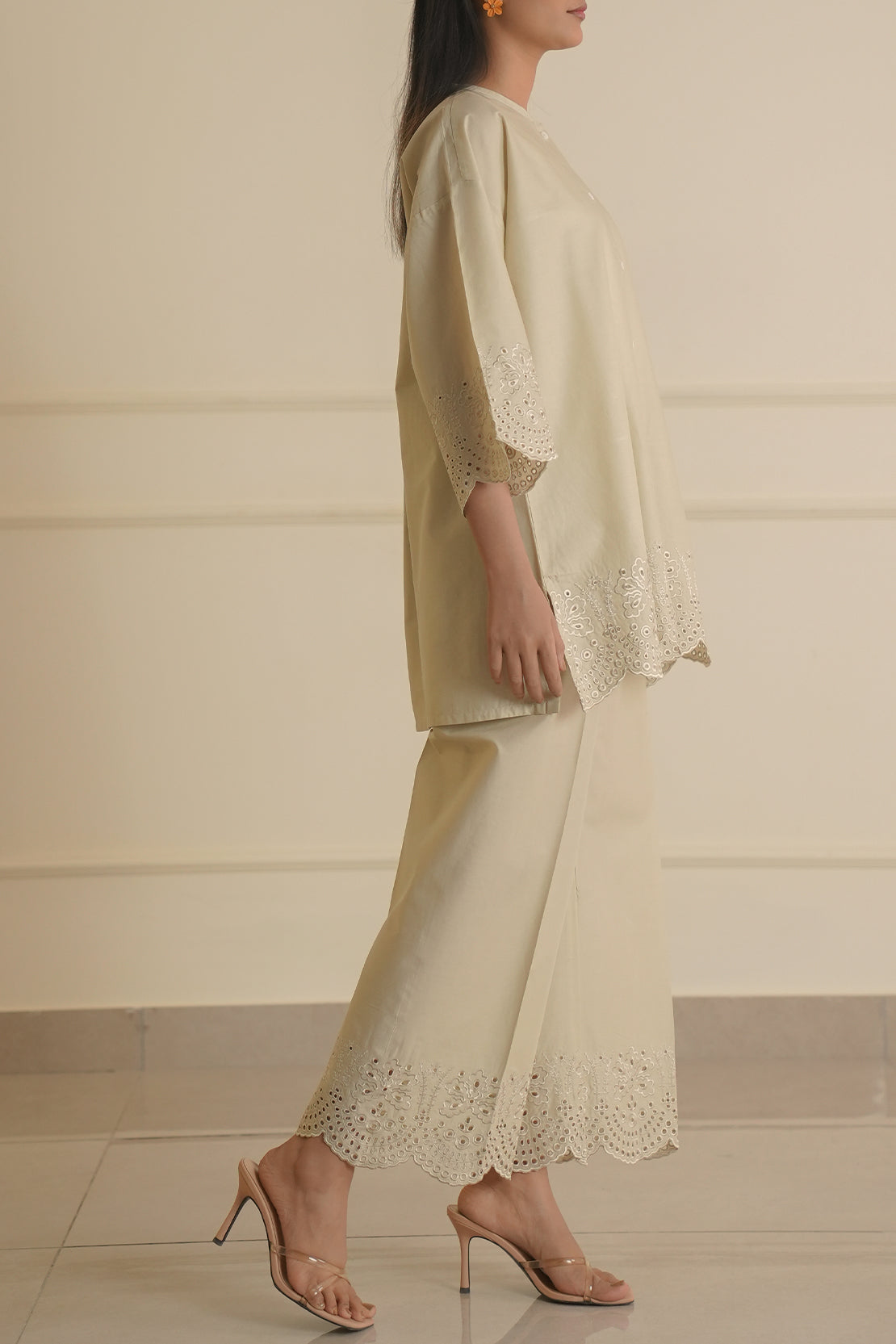Solid Embroidered Cotton Stitched 2 Piece (Shirt/Trouser)63253
