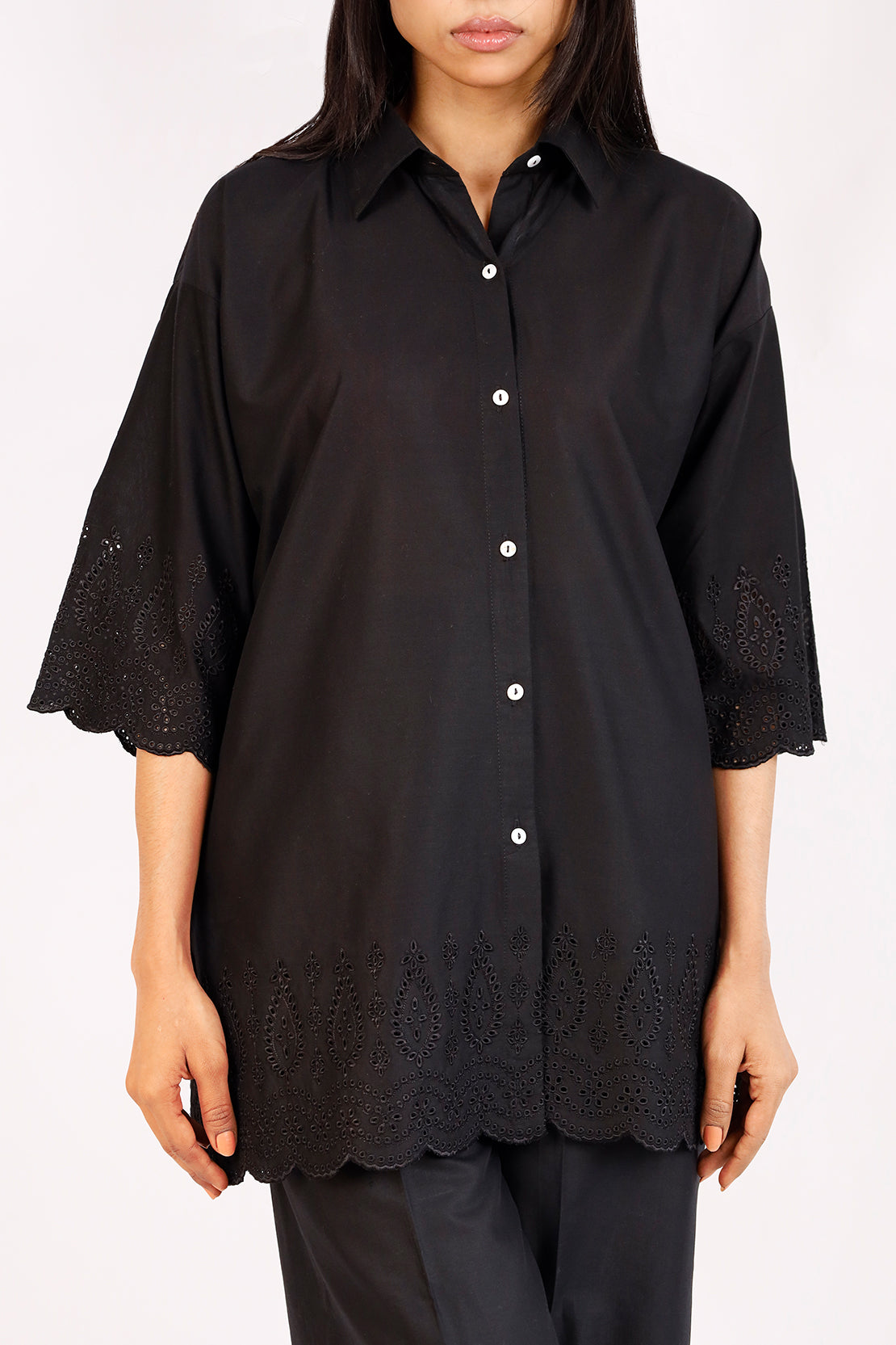 Solid Embroidered Cotton Stitched 2 Piece (Shirt/Trouser)63228
