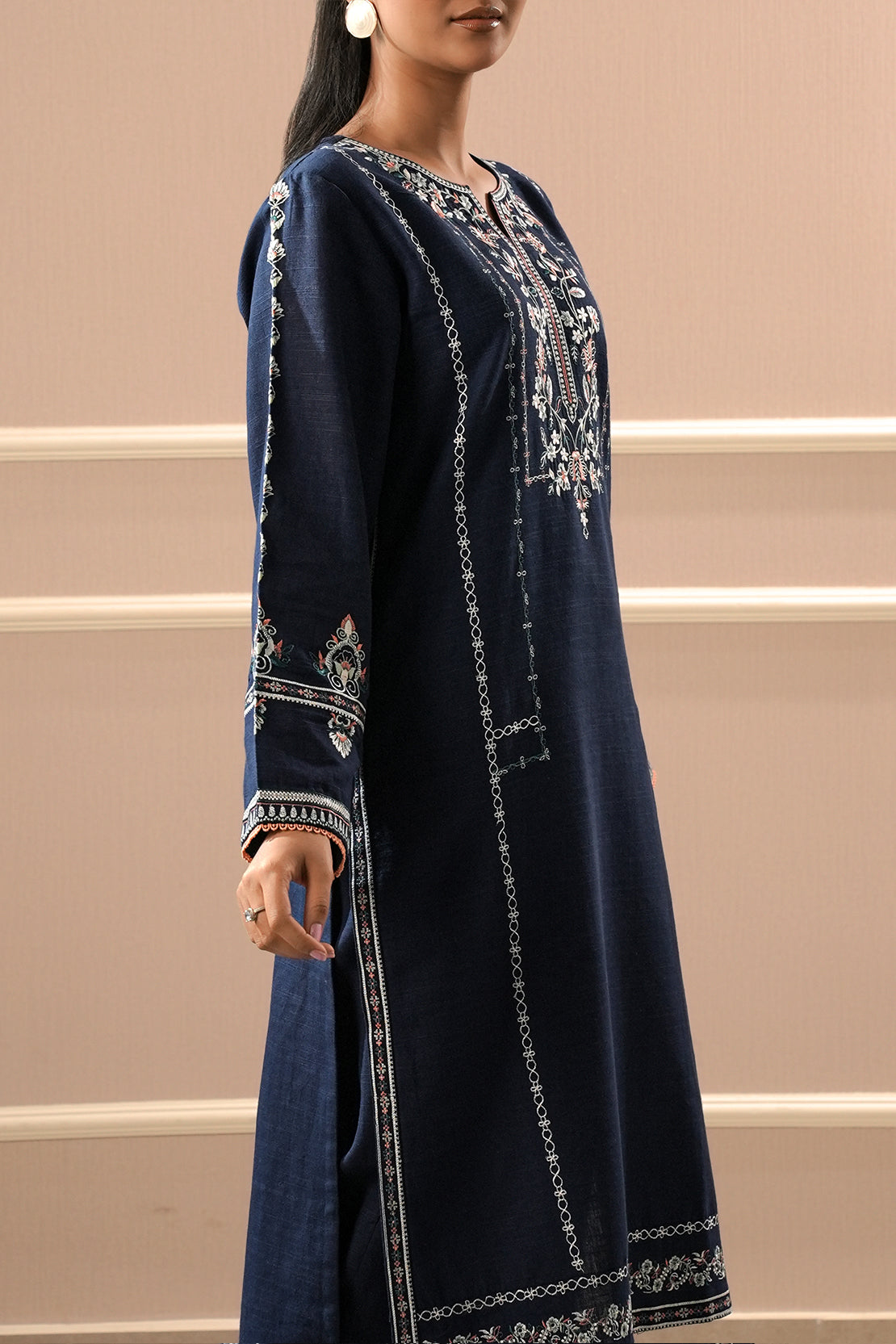 Solid Embroidered Khaddar Stitched 2 Piece (Shirt/Trouser)77663