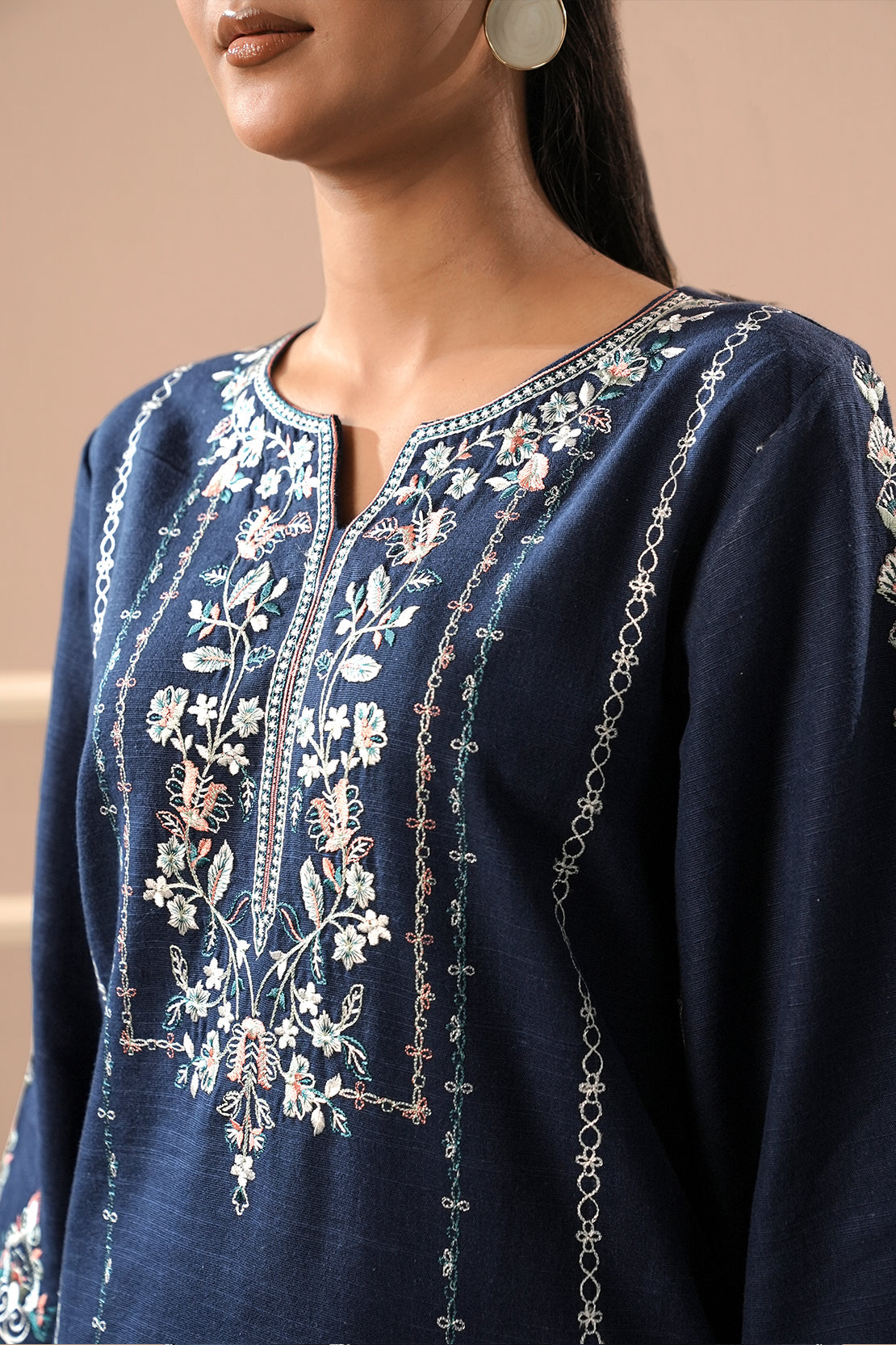 Solid Embroidered Khaddar Stitched 2 Piece (Shirt/Trouser)77663