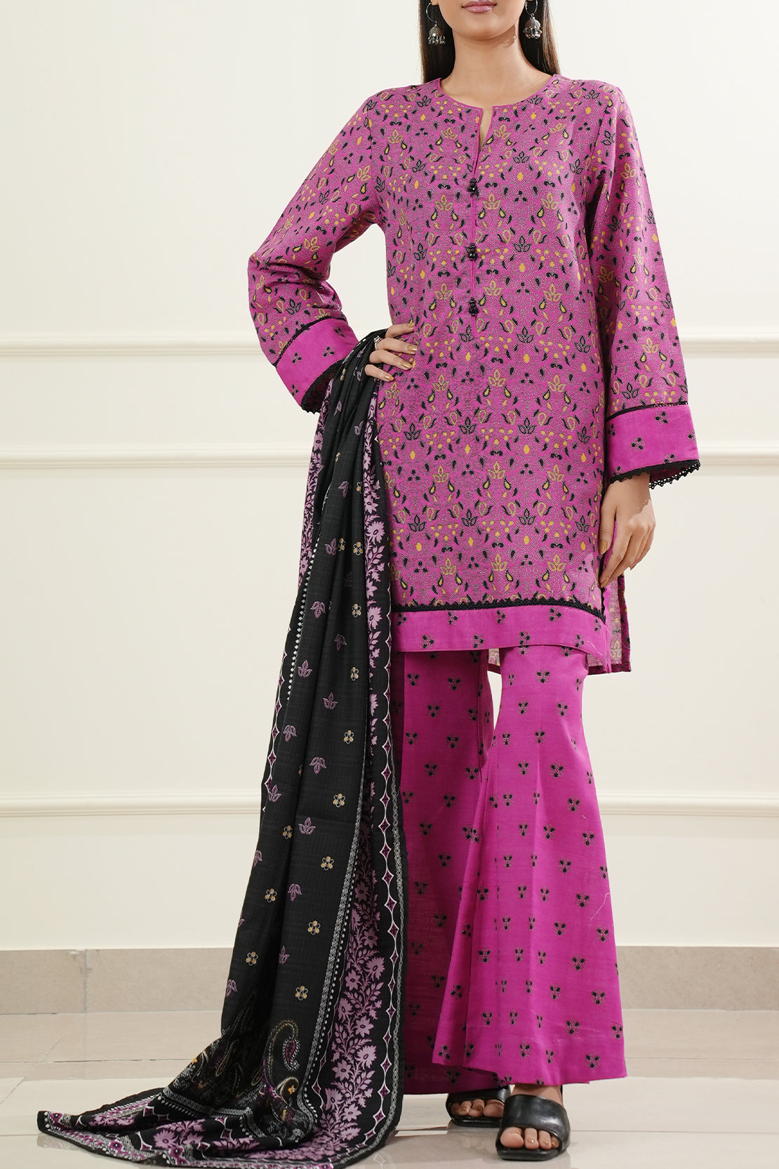 Printed Khaddar Stitched 2 Piece Shirt/Dupatta77267