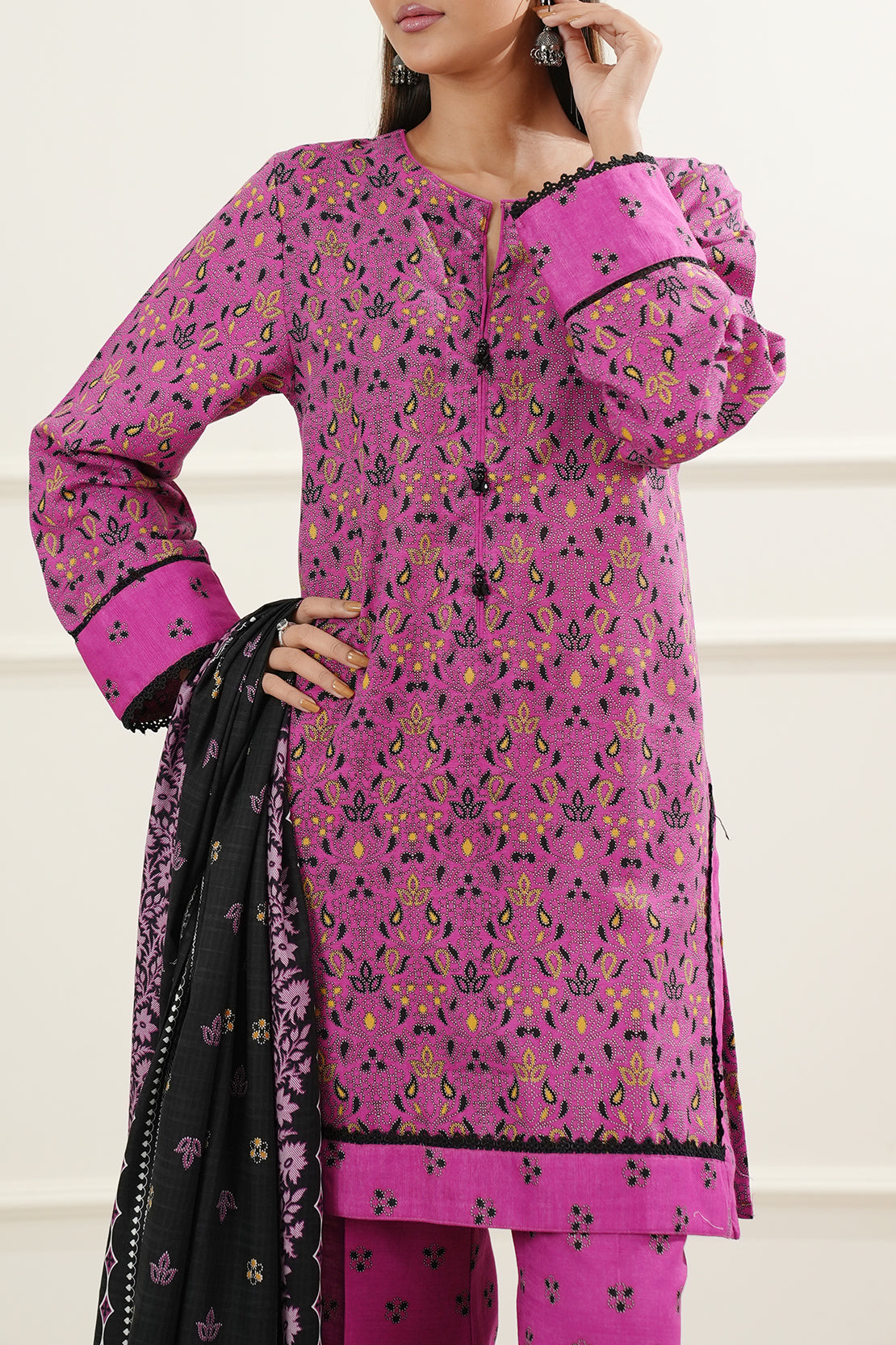 Printed Khaddar Stitched 2 Piece Shirt/Dupatta77267