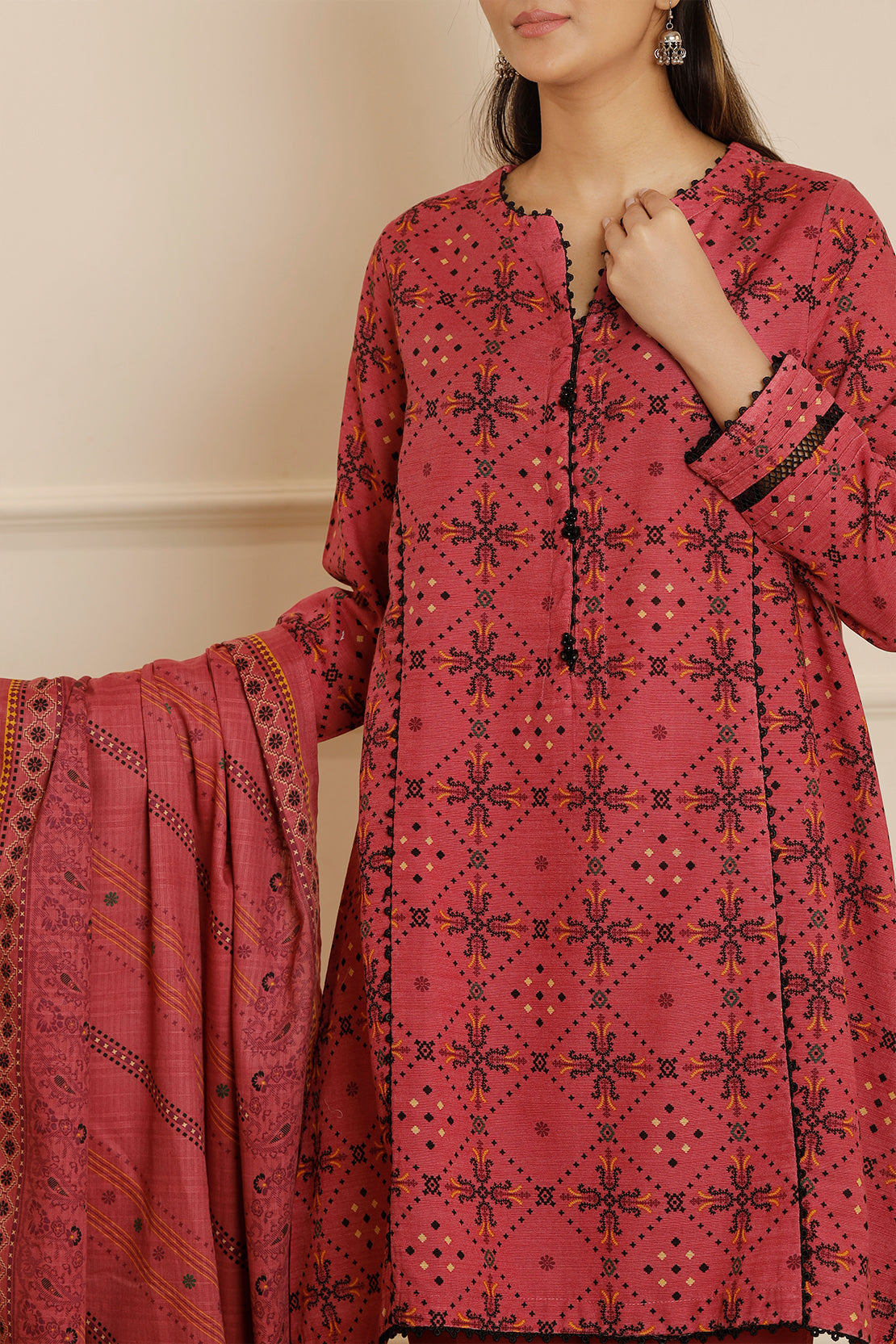 Printed Khaddar Stitched 2 Piece (Shirt/Trouser)77218