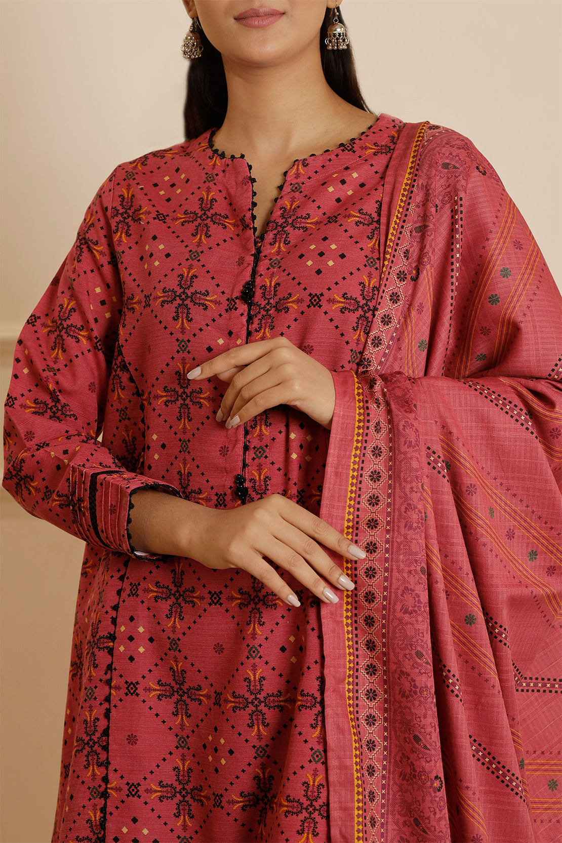 Printed Khaddar Stitched 3 Piece77320