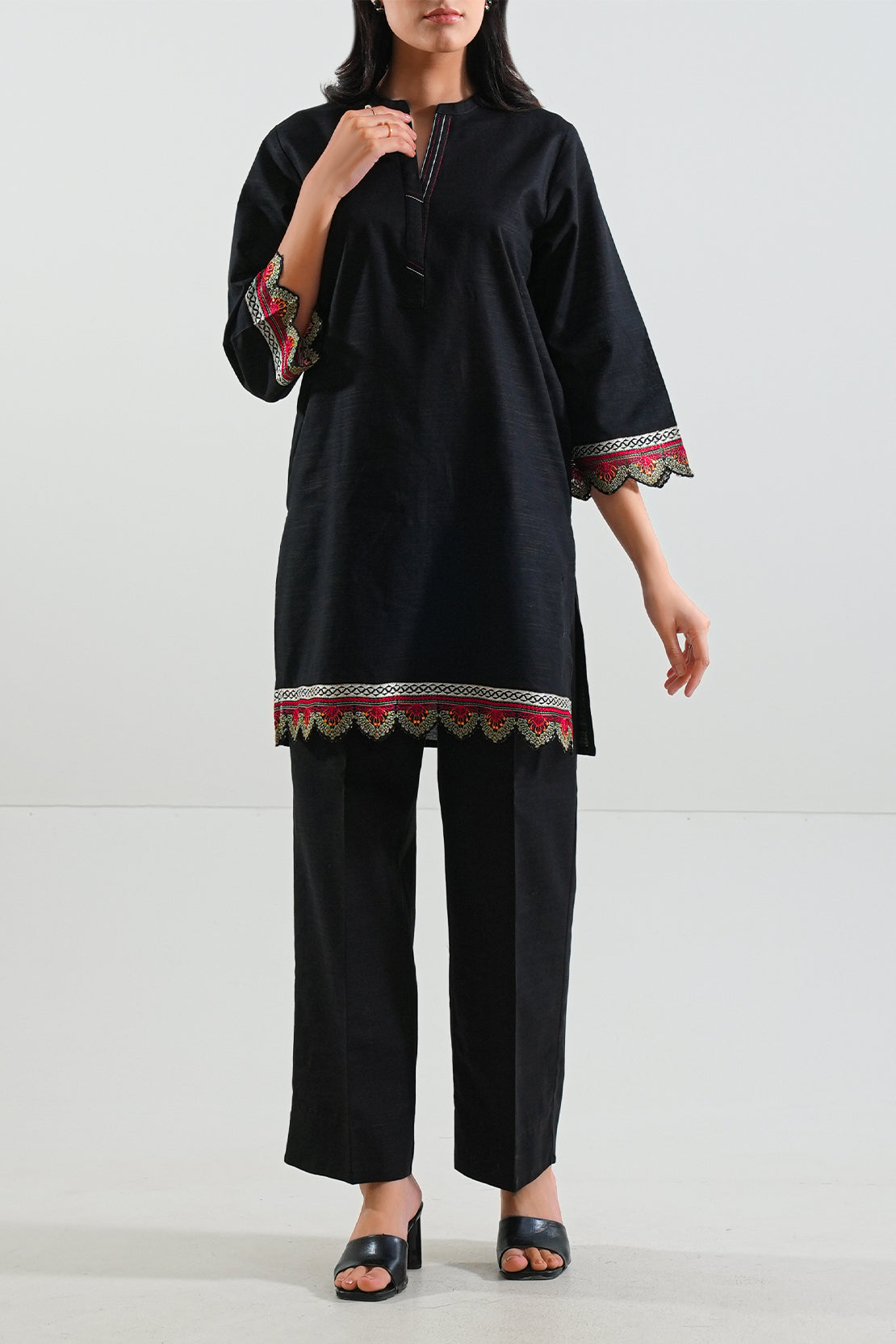 Solid Embroidered Khaddar Stitched 2 Piece (Shirt/Trouser)85109