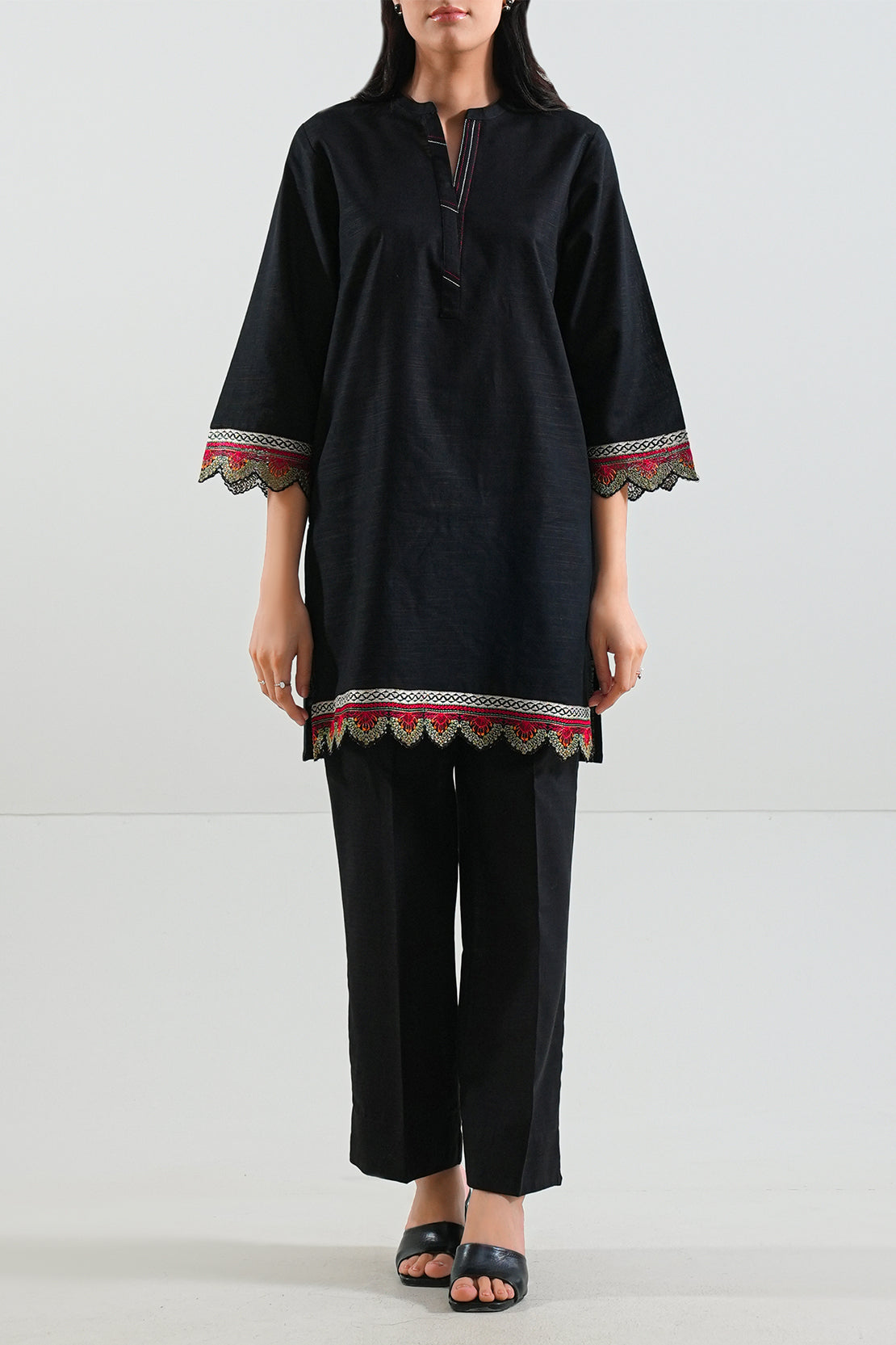 Solid Embroidered Khaddar Stitched 2 Piece (Shirt/Trouser)85109