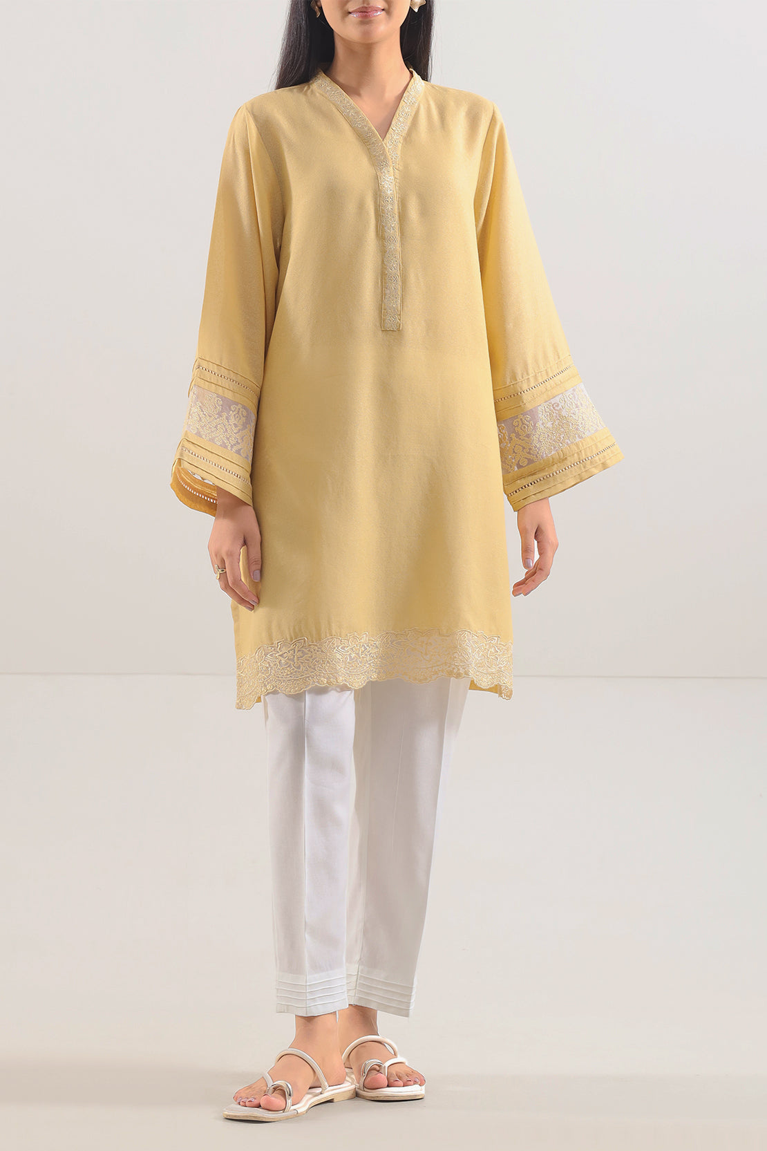 Solid Embroidered Karandi Stitched Shirt95562