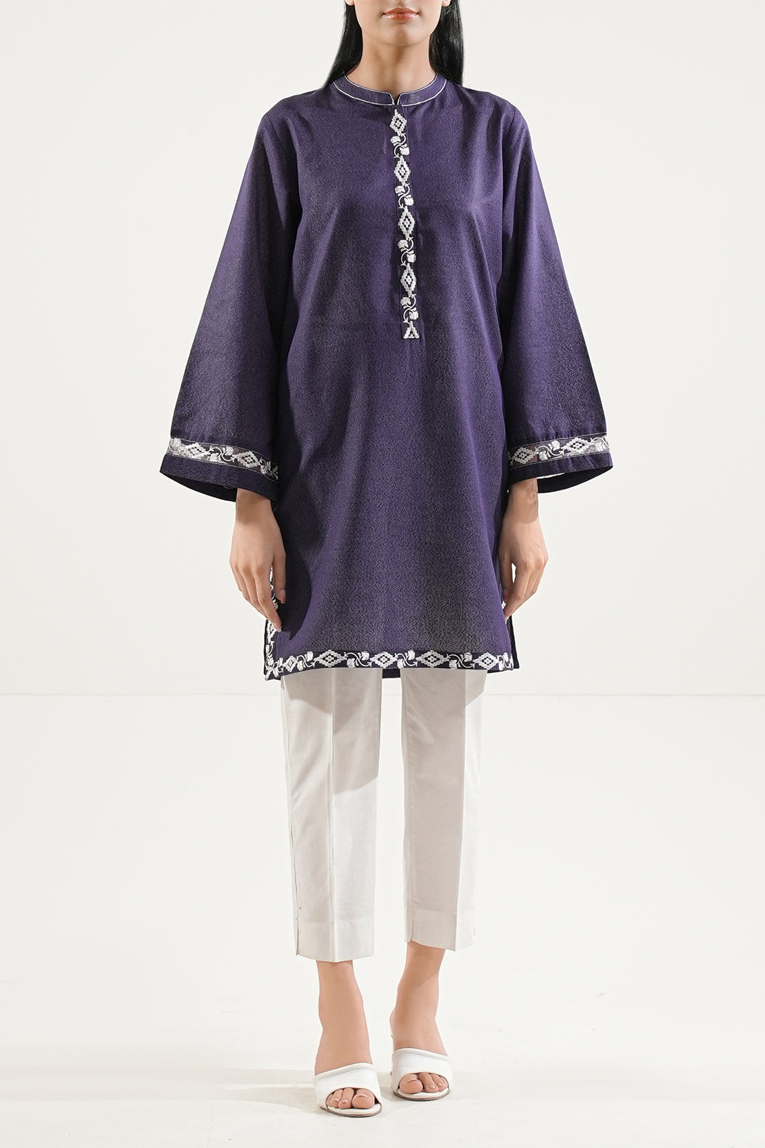 Solid Embroidered Karandi Stitched Shirt96388