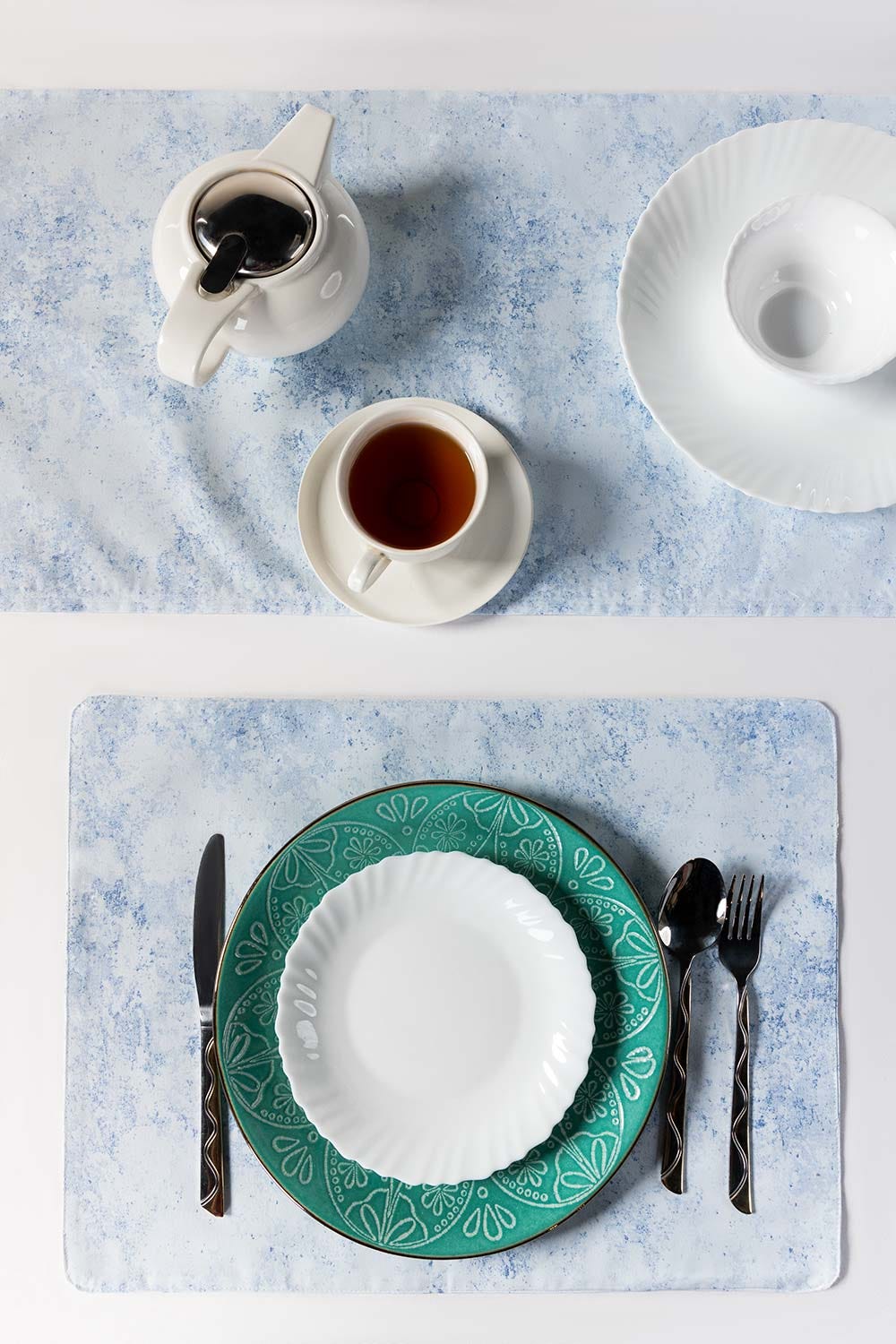 Aw23-Splash Blue Placemat And Runner Set