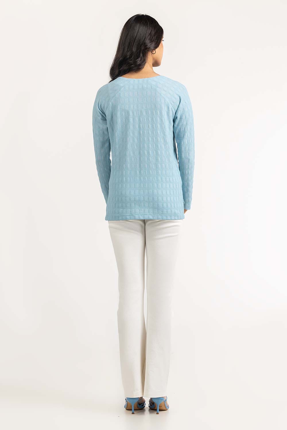 Square Neck Top With Textured Fabric