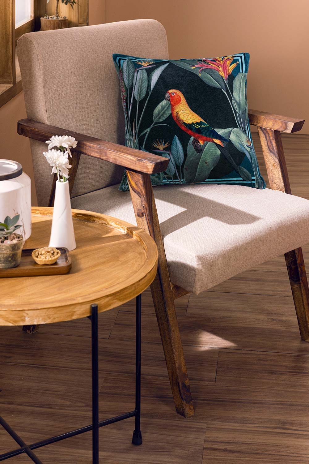 Parrot Digital Velveteen Square Cushion Cover