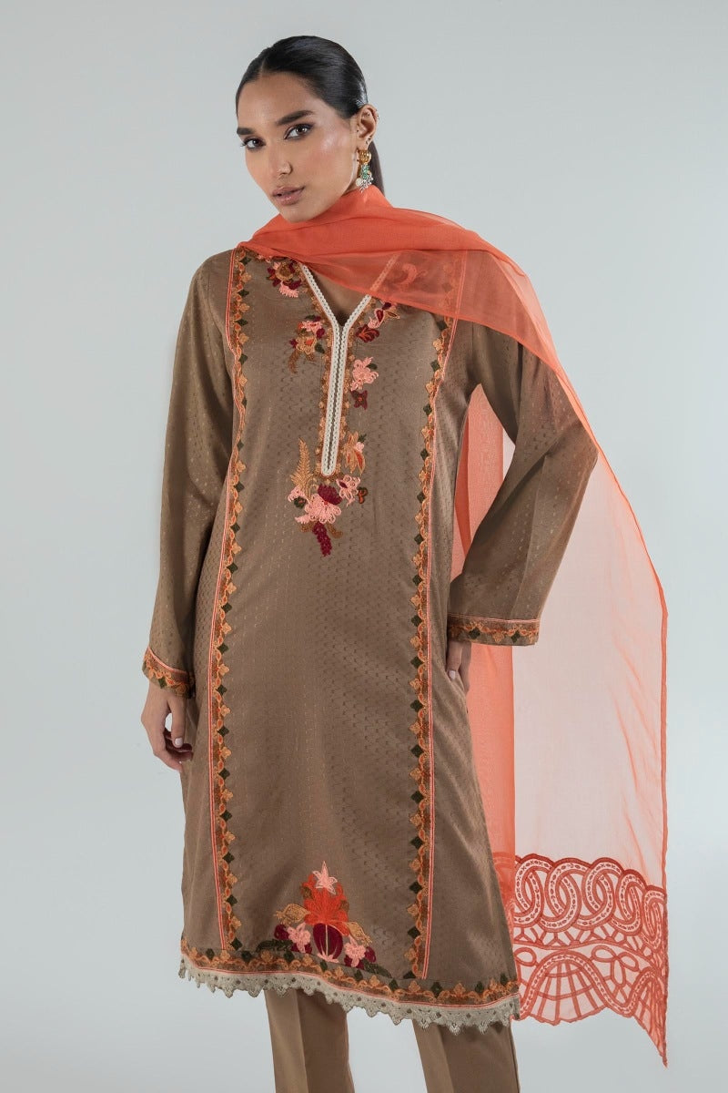 Stitched Multi Silk Shirt + Dupatta