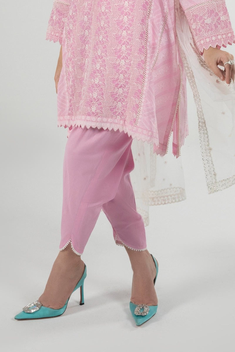 DA-1468 Blue  EMBROIDERED KURTA WITH TROUSER