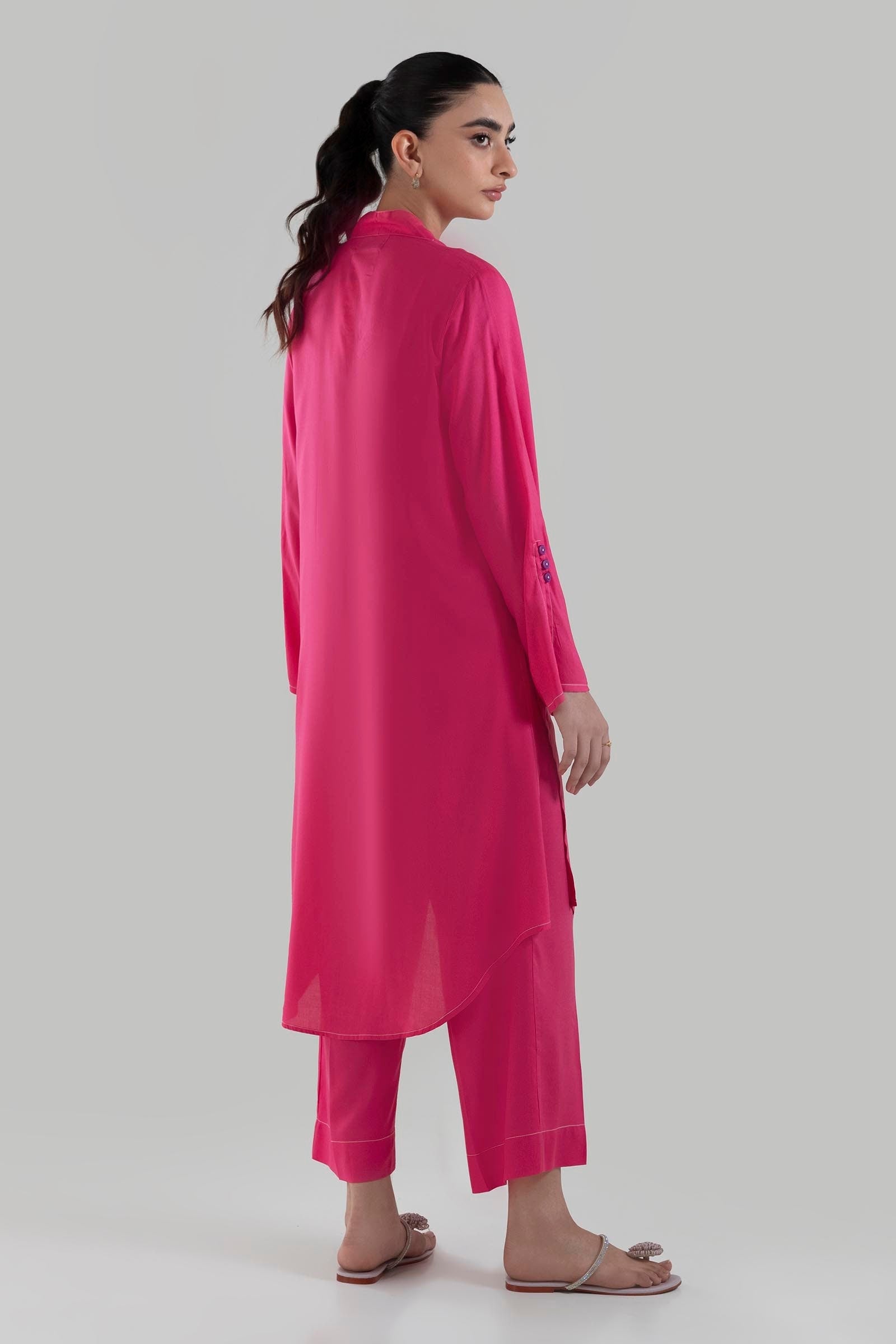 Stitched Pink Printed Shirt