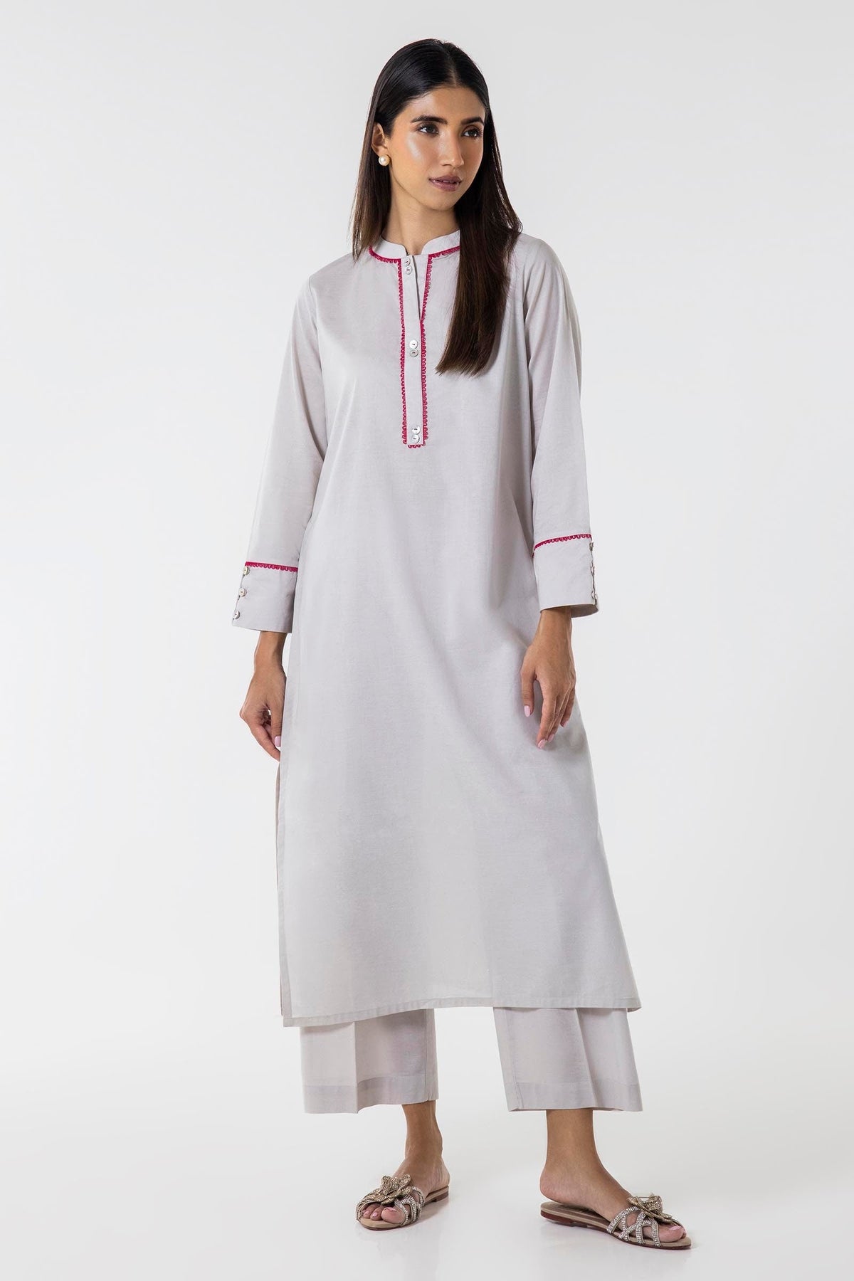 Stitched Light Grey Printed Shirt + Culotte
