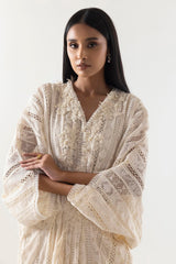 Stitched Embroidered Kaftan + Bottom