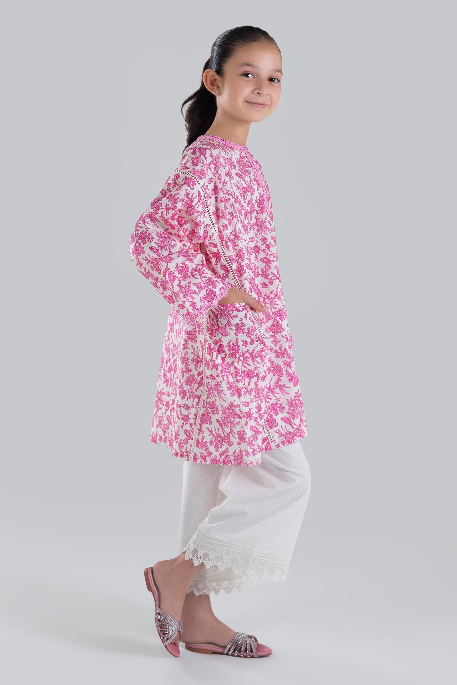 Nazik Purple/Pink Poncho Pleated Suit
