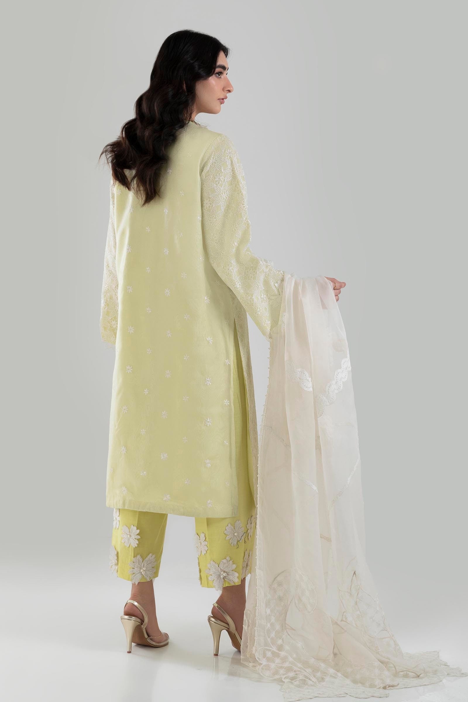 Stitched Light Yellow Embroidered Shirt