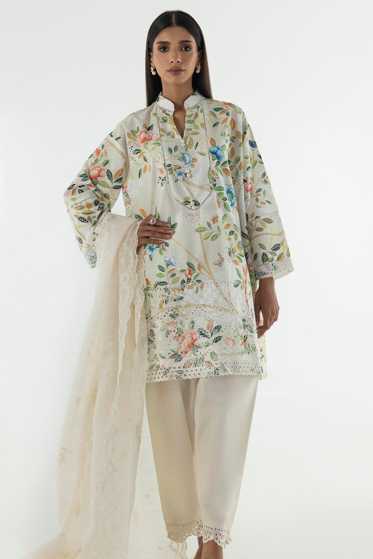 Stitched Lawn Embroidered Shirt