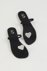 Black Heart Toe Ring Flats