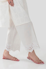 Stitched White Embroidered Culotte