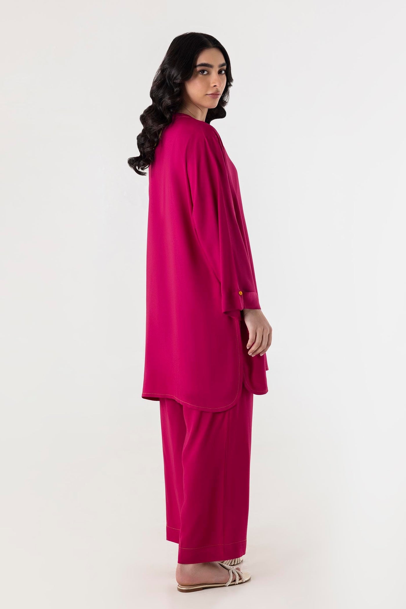 Stitched Pink Printed Shirt + Culotte
