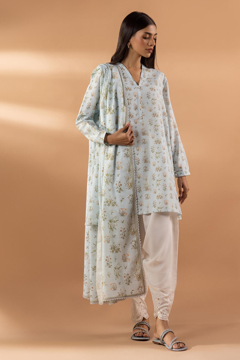 Stitched Embroidered Khaddar Shirt + Shalwar