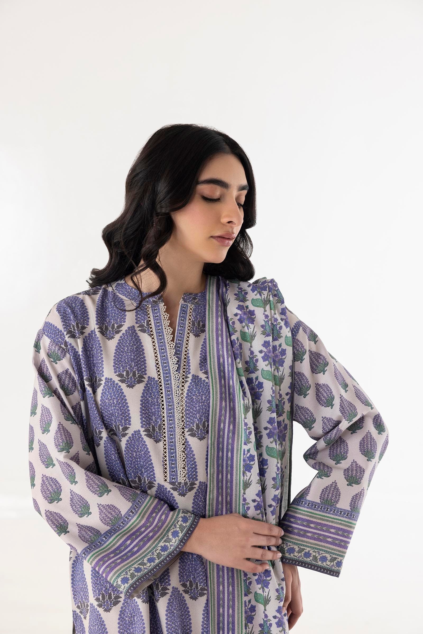 Stitched Multi Printed Shirt + Dupatta
