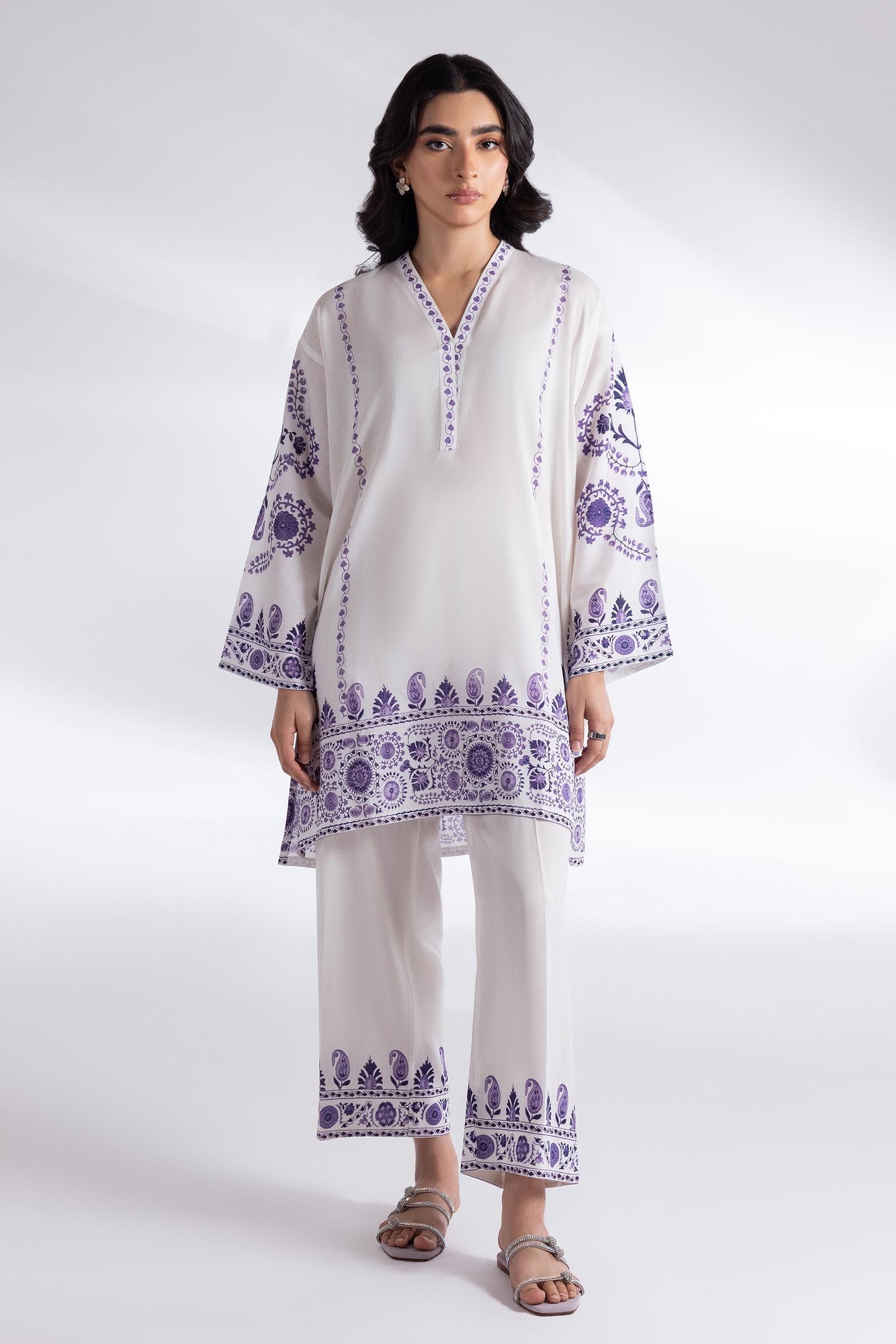 DA-2127 NAVY BLUE 2PCS  EMBROIDERED KURTA WITH TROUSER