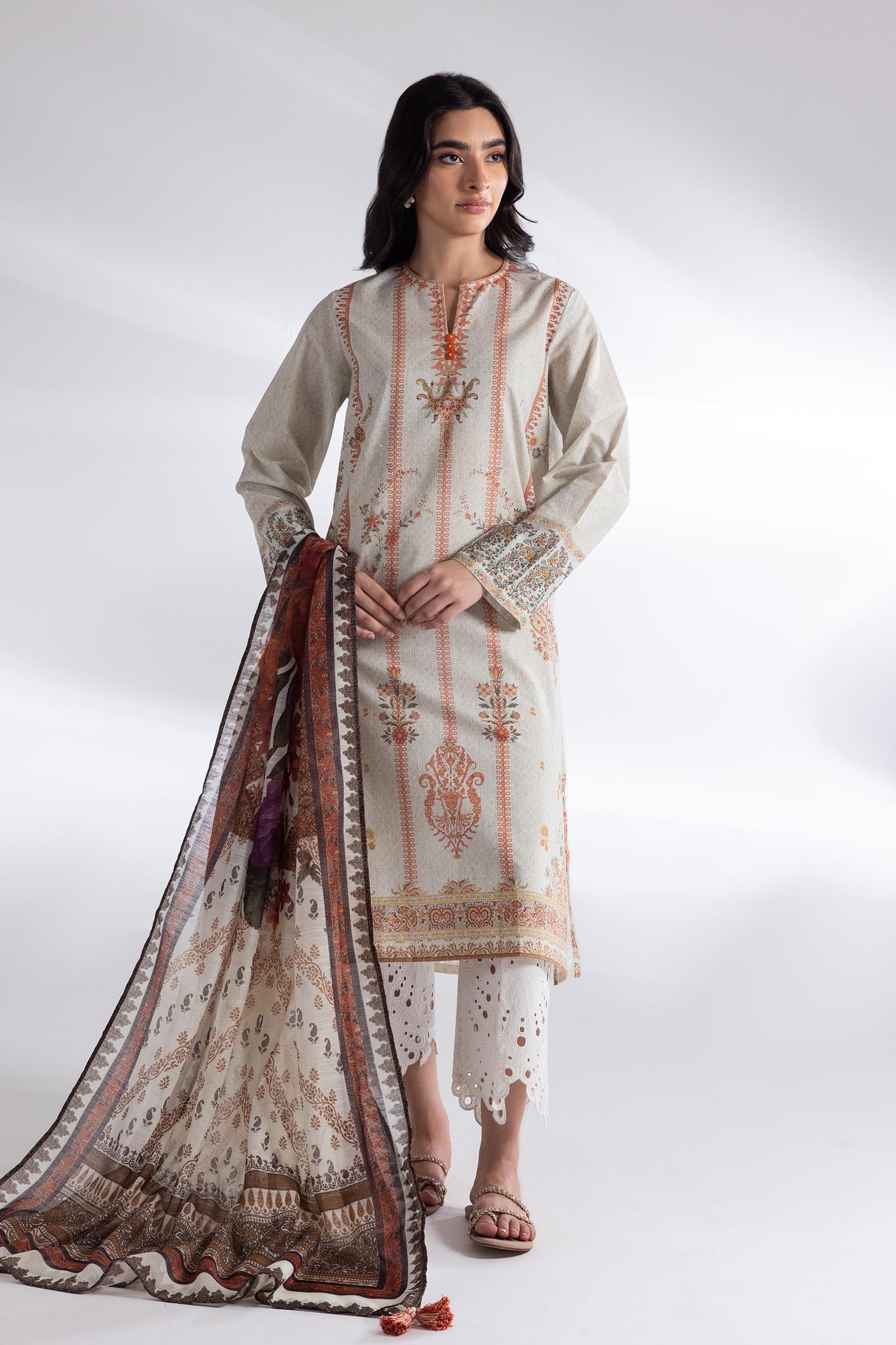 DA-2049 C-GREEN EMBROIDERED KURTA WITH DUPATTA
