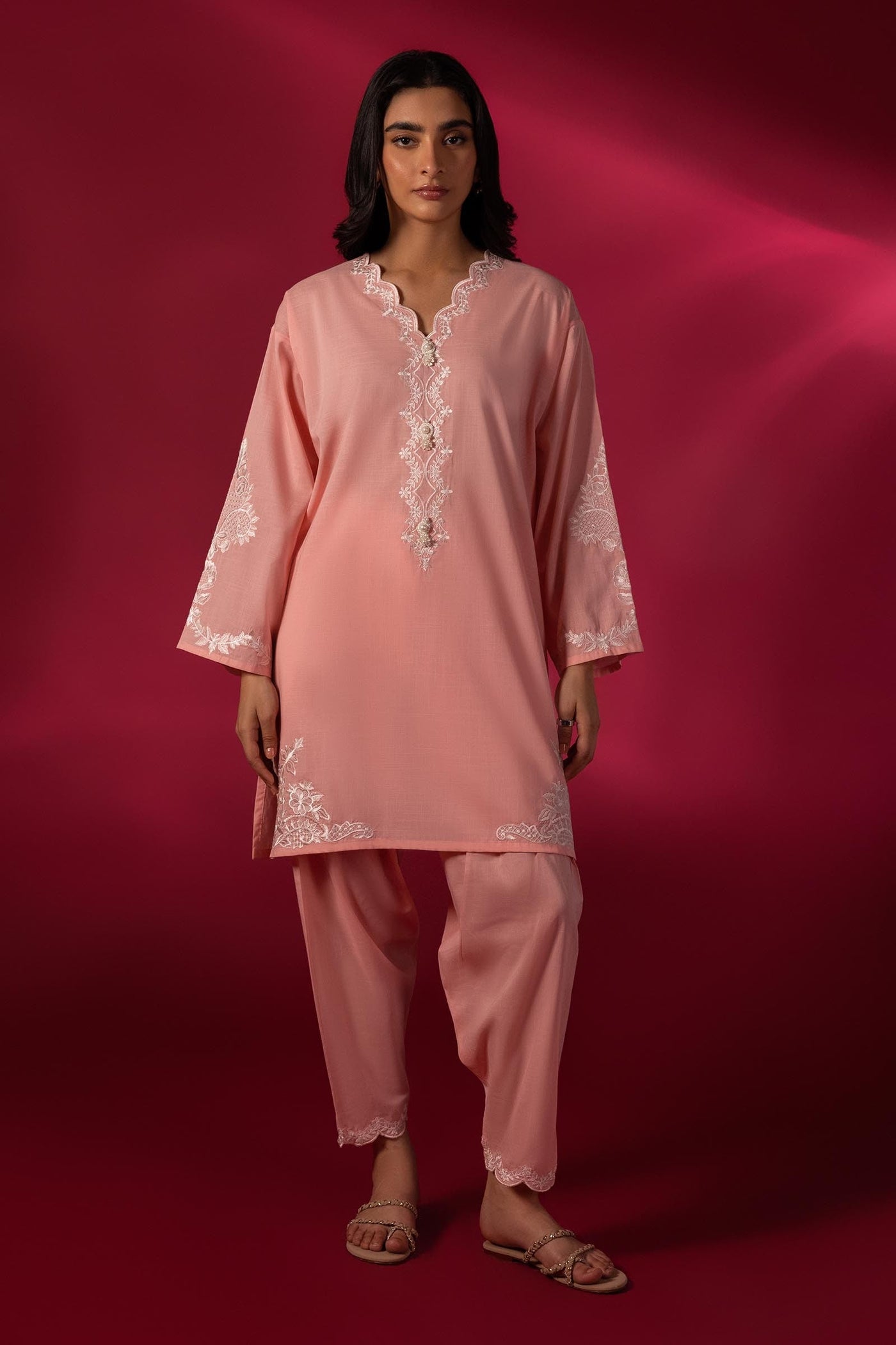 Stitched Embroidered Lawn Shirt + Shalwar + Dupatta