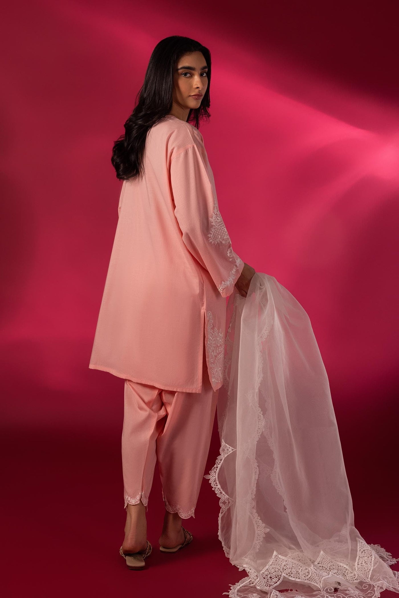 Stitched Embroidered Lawn Shirt + Shalwar + Dupatta