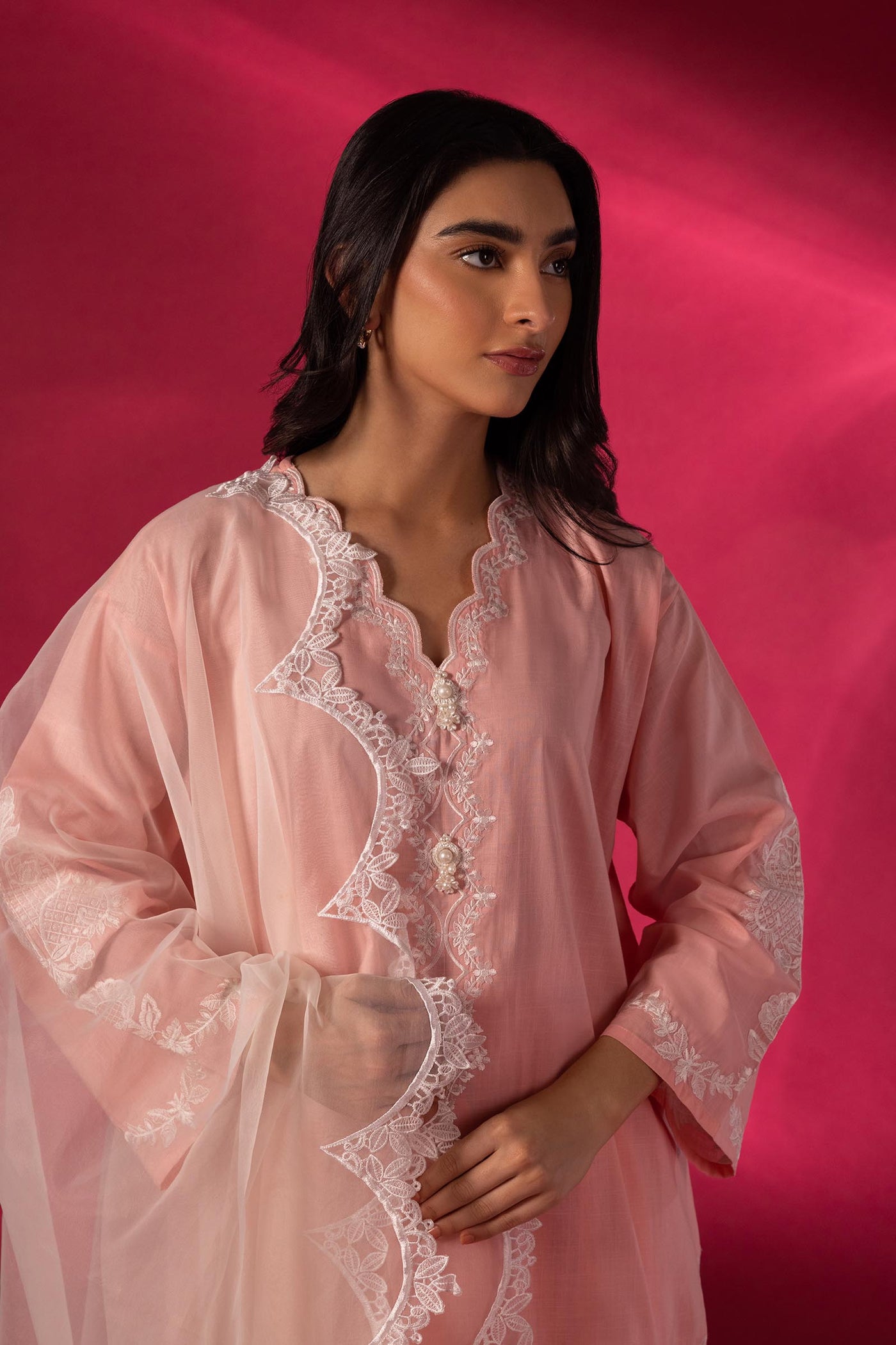 Stitched Embroidered Lawn Shirt + Shalwar + Dupatta