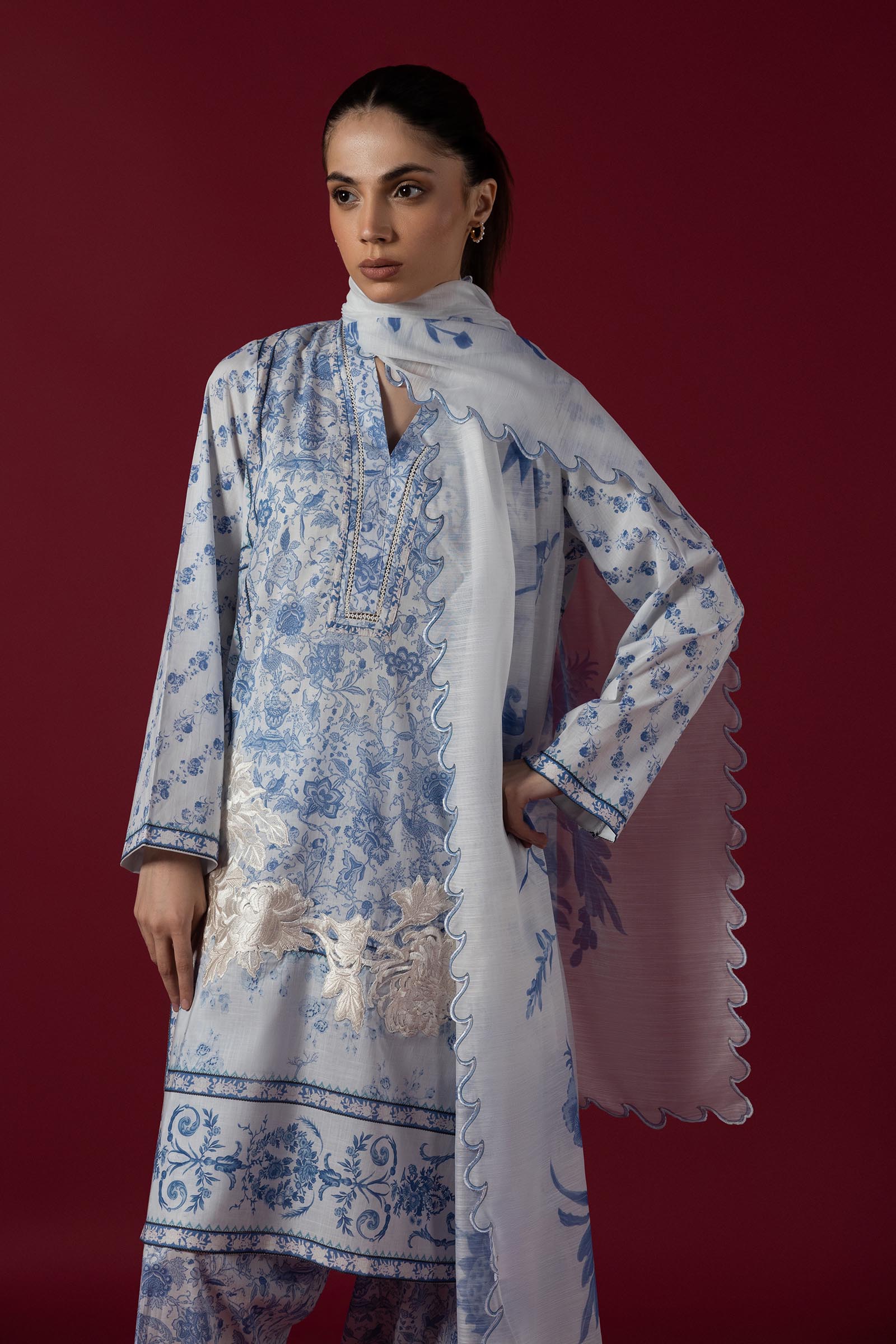 Stitched Lawn Embroidered Suit