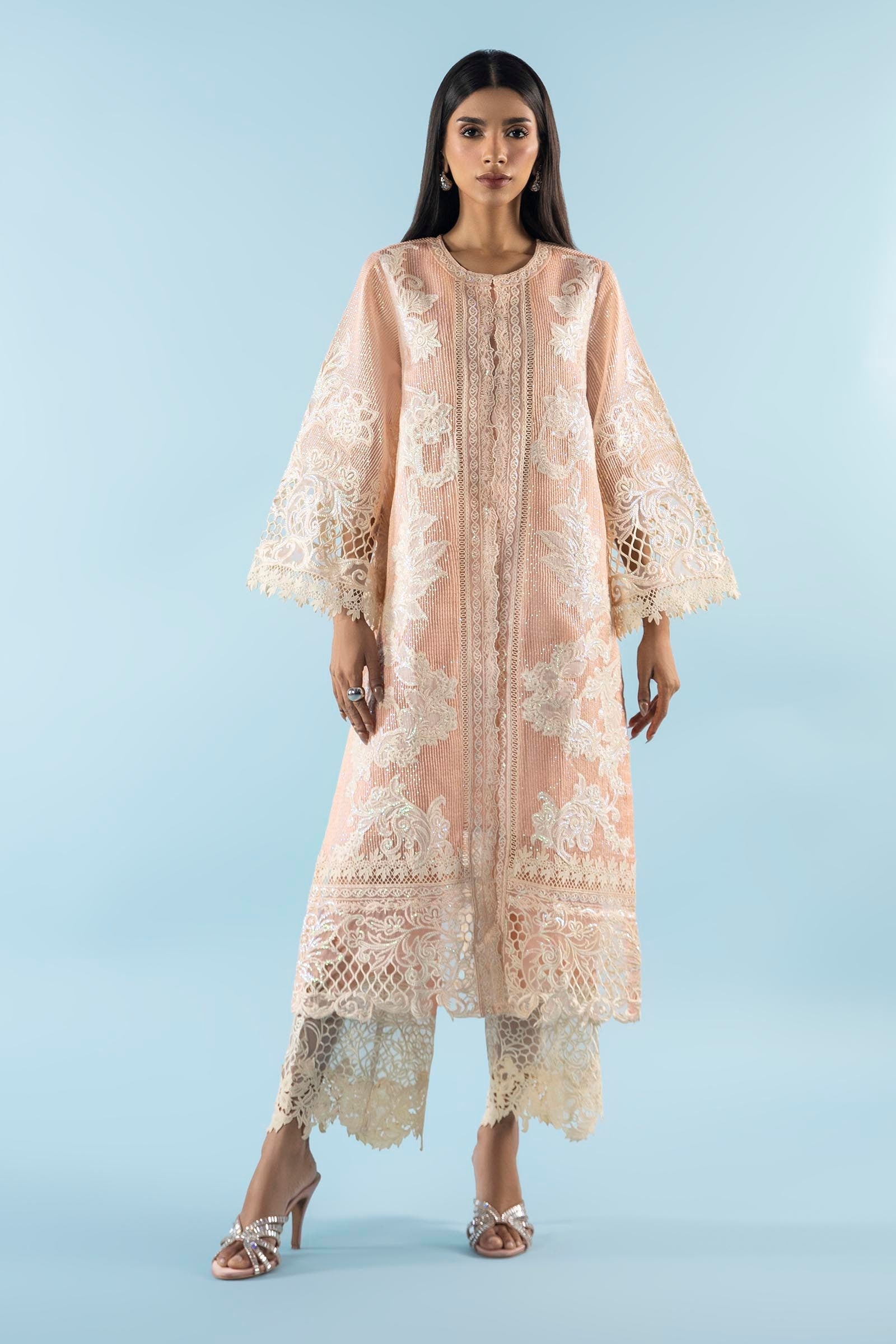 Stitched Embroidered Organza Shirt + Culotte