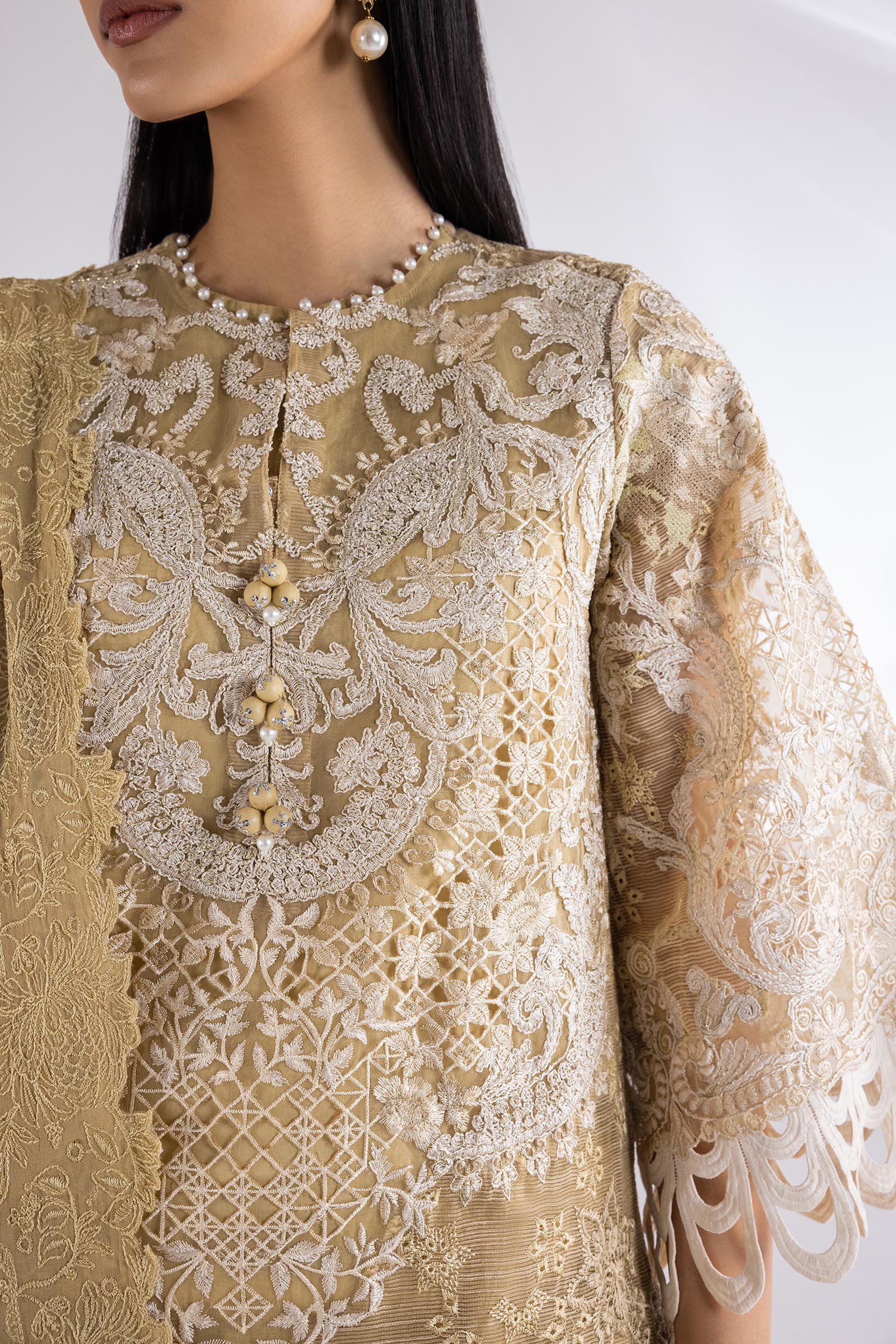 Stitched Embroidered Cotton Slub Suit