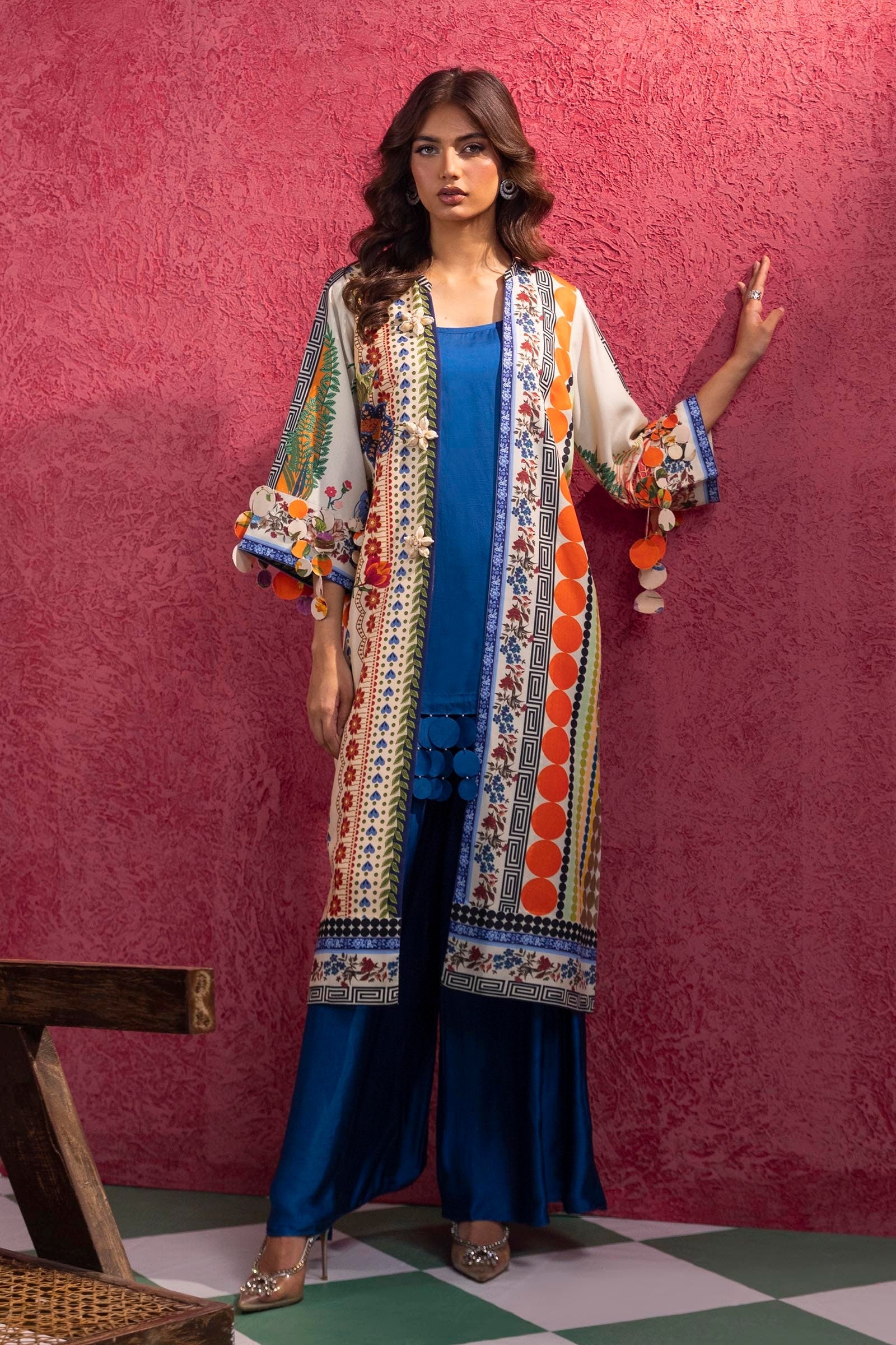 Stitched Luxury Printed Jacket & Bottom